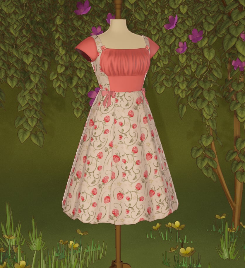silentgrace7's tweet photo. @lady_presidents Your frog dress is absolutely darling and fabulous as hell. I had just discovered the strawberry fields fabric and had to make use of it for her (I've also made Fiona a dress as a gift using both variants since then lol it's become my favorite) https://t.co/Z1yBYoRhwd