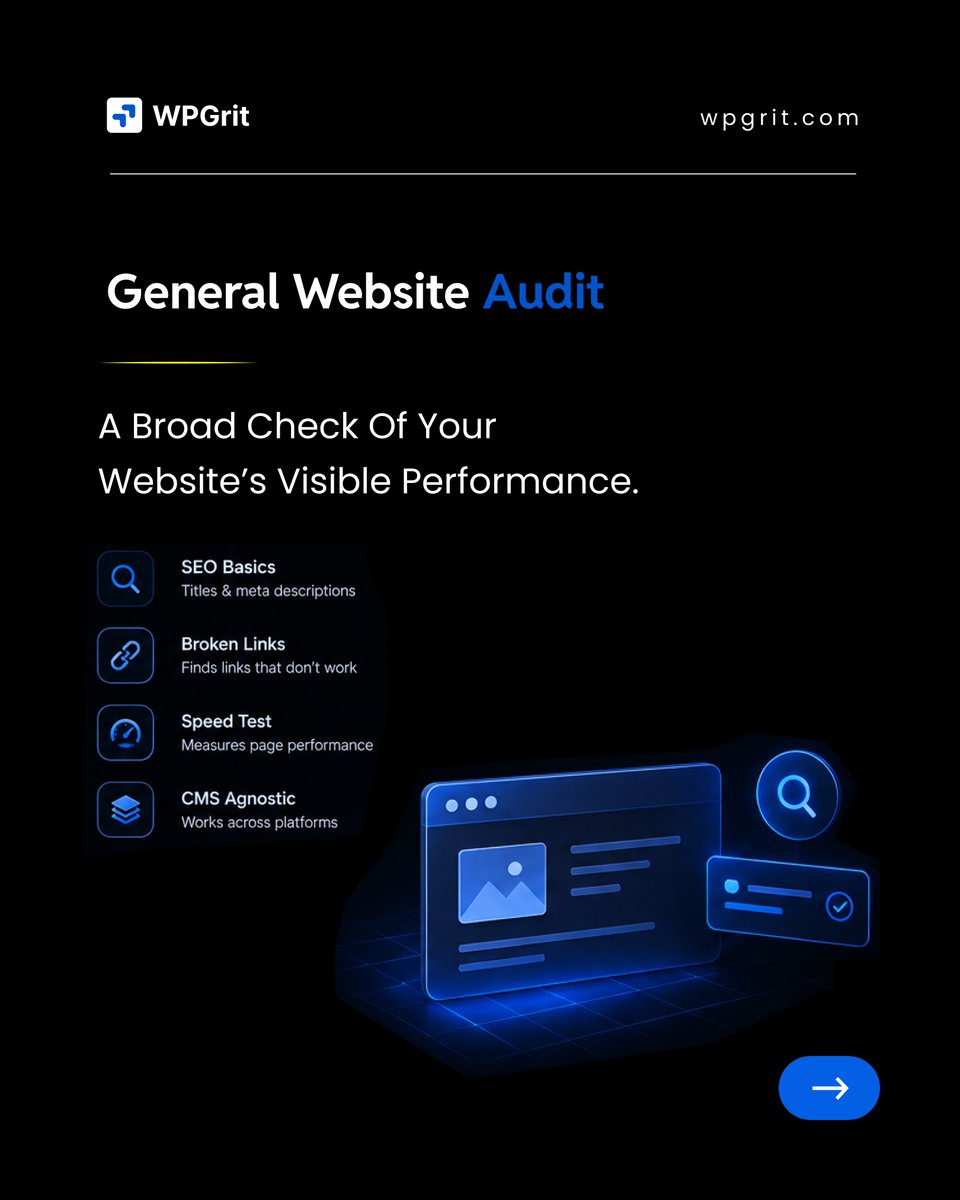 wpgrit's tweet photo. Your website looks fine
BUT
what’s happening underneath? 👀

A WordPress technical audit goes deeper into: 

⚙️ Plugin conflicts
🗄️ Database issues
🚀 Performance problems

Find the real issues with WPGrit.
#WPGrit #WordPress #WebDevelopment #TechnicalSEO #WebsiteAudit https://t.co/1ticuHqsLw