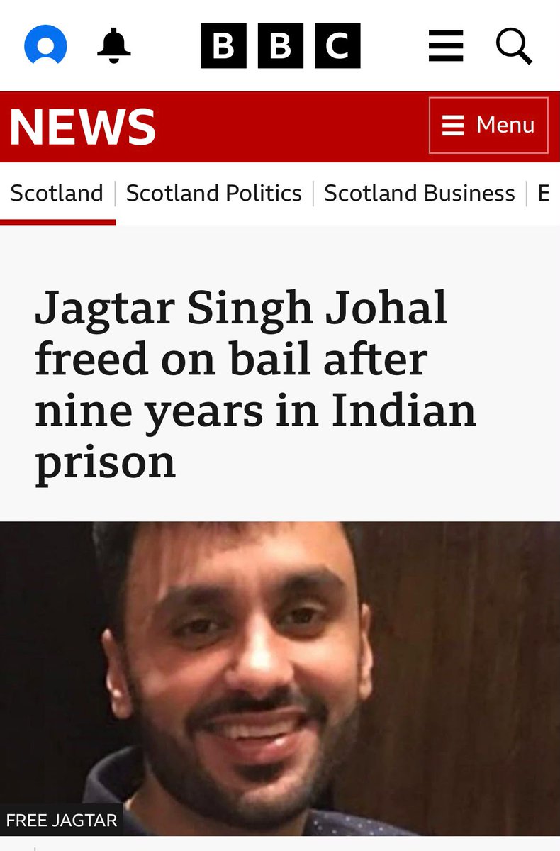 Labour_Douglas's tweet photo. 🚨JAGTAR OFFICIALLY RELEASED!

BREAKING NEWS - Delighted to report my constituent, Jagtar Singh Johal, has been released from prison in India today. This is the news we've been waiting for.

The fight continues to secure a swift resolution to his cases &amp; return home to Dumbarton. https://t.co/0JTKbzwv5G