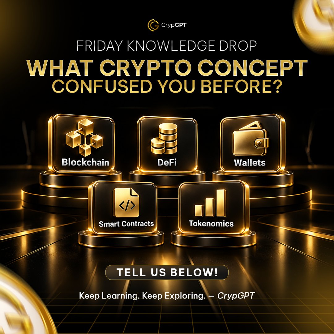 crypgpt_token's tweet photo. π§ Friday Knowledge Drop!
Which crypto concept confused you the most when you were starting out? π
π Blockchain
π° DeFi
π Wallets
βοΈ Smart Contracts
π Tokenomics
Tell us yours below! π
#CrypGPT #Crypto #CryptoEducation #Blockchain #DeFi #Web3 #SmartContracts #Tokenomics https://t.co/UMfzi4rDDK