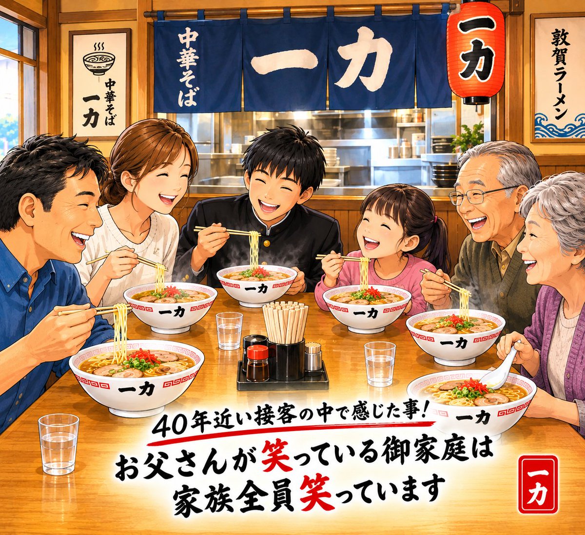 GalaxyRa_men's tweet photo. 逆にお父さんが”むすっ”としてる御家庭は家族全員”むすっ”としてます　#中華そば一力 #一力 #敦賀ラーメン #敦賀らーめん #敦賀市グルメ https://t.co/P6LdeSLzbU