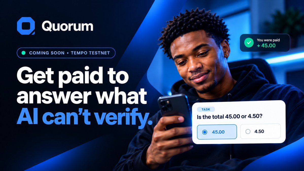 QuorumOnchain's tweet photo. 𝐀𝐠𝐞𝐧𝐭𝐬 𝐜𝐚𝐧 𝐡𝐢𝐫𝐞 𝐚𝐠𝐞𝐧𝐭𝐬

But what happens when the agent they hired gets stuck?

It shouldn't guess.
It should escalate.

𝐐𝐮𝐨𝐫𝐮𝐦 lets agents send unresolved tasks to humans with the right capabilities and get the answer back.

Coming soon to @tempo testnet https://t.co/DHGL21g0aC