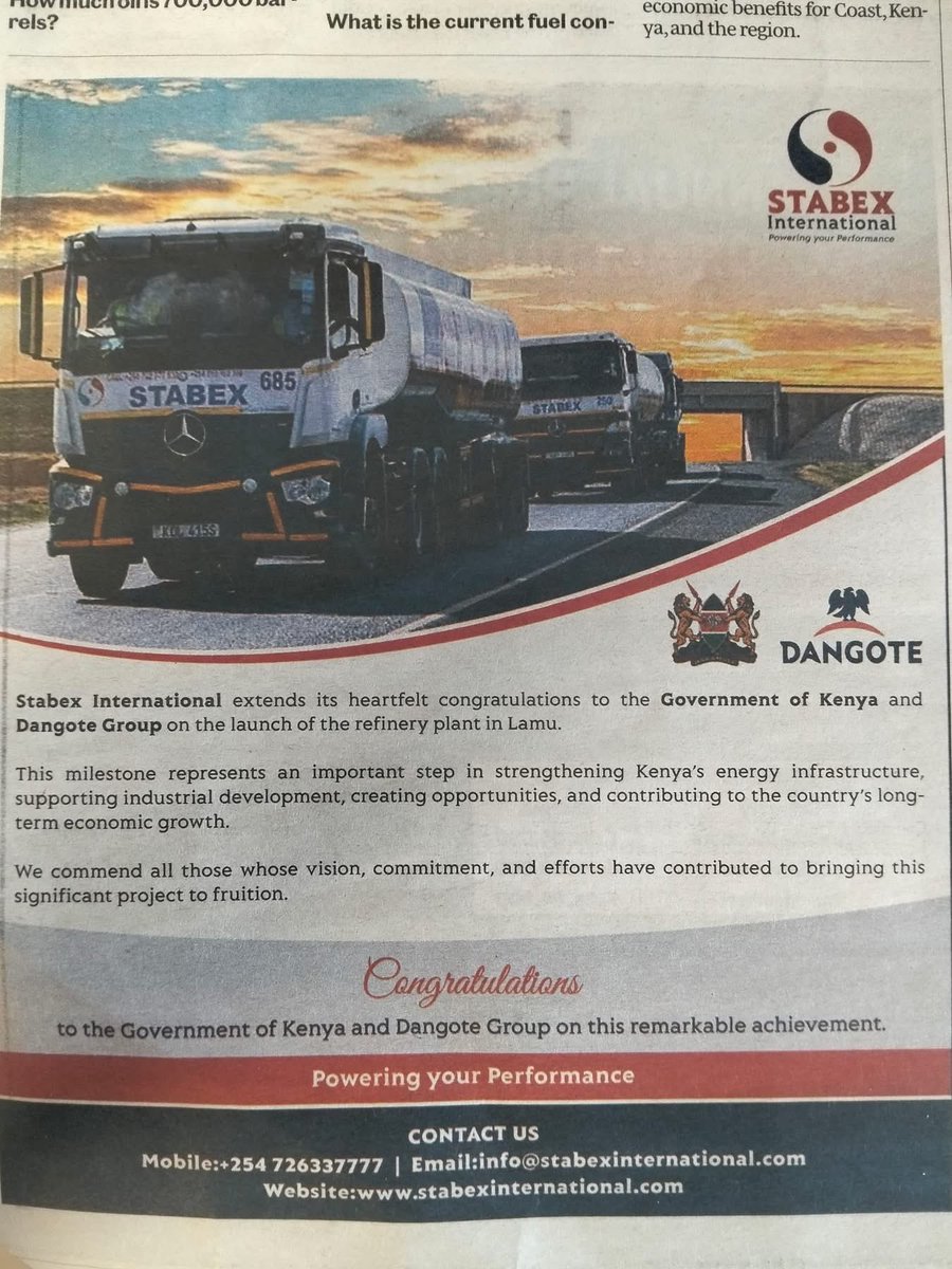 MutugiAnthony's tweet photo. In the daily newspaper today...
The owner is using his company to thank Dangote!!! https://t.co/o9f9D9ZEJ0