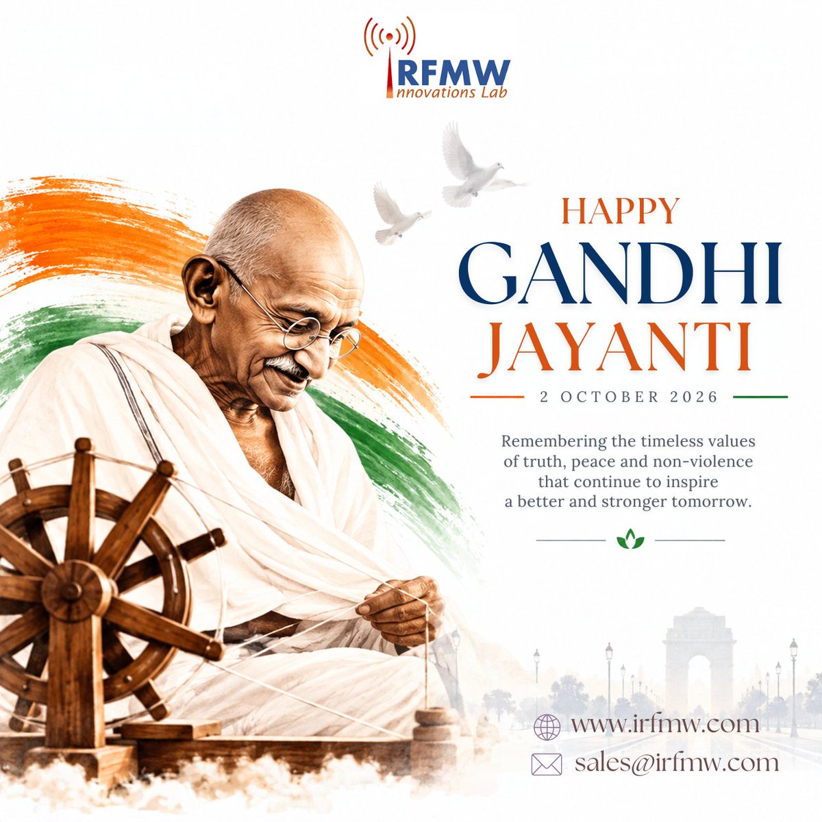 RFMW_'s tweet photo. Celebrating Gandhiโs vision of peace, truth & self-reliance โ values that inspire innovation for a safer tomorrow. ๐ฎ๐ณ
.
.
.
.
.
#GandhiJayanti #RFMWInnovationsLab #InnovationForIndia https://t.co/raynO25v3n