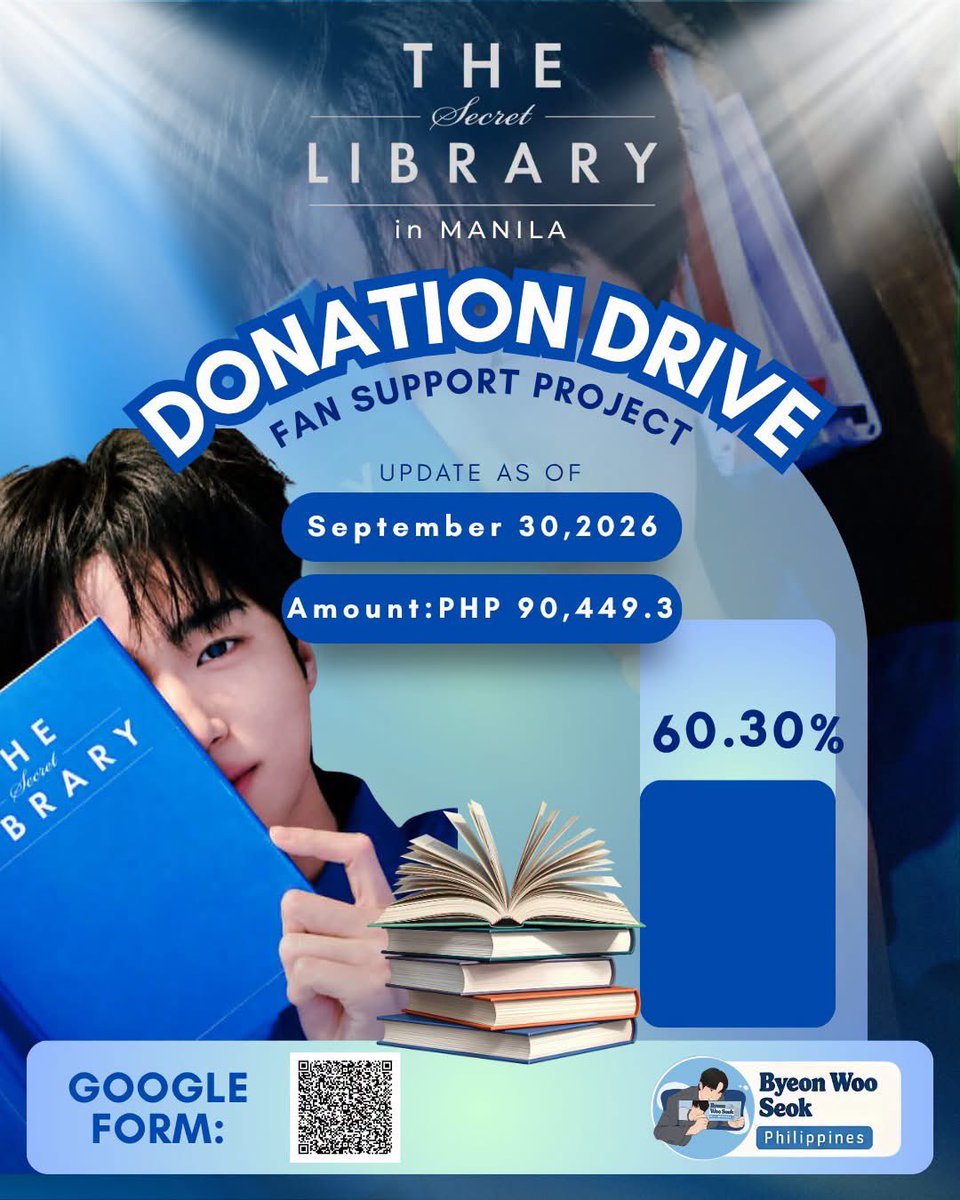 kamabejar's tweet photo. 📣 Byeon Woo Seok Philippines Donation Drive is still ongoing! 💙

Help us reach our goal to have a successful fan project for Byeon Woo Seok at The Secret Library in Manila Fanmeet on October 10, 2026! ✨
Every donation counts. Thank you for your support! 
#변우석 #ByeonWooSeok https://t.co/CJ0yGvn4h4