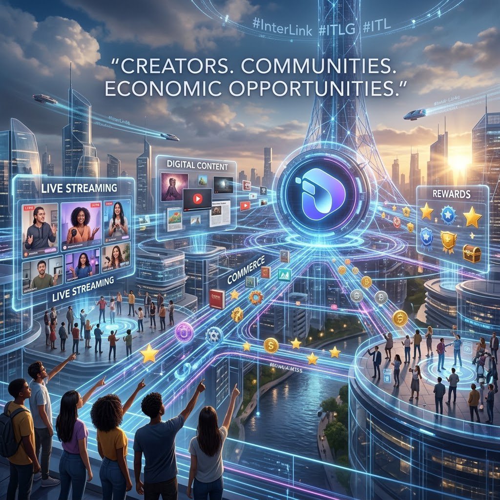 Iukhan1122's tweet photo. Experience the future of connection where creators, communities, and commerce interlink. Create, connect, and earn in an economic ecosystem built for you. #InterLink #ITLG #ITL https://t.co/rdIZ4bEvwS