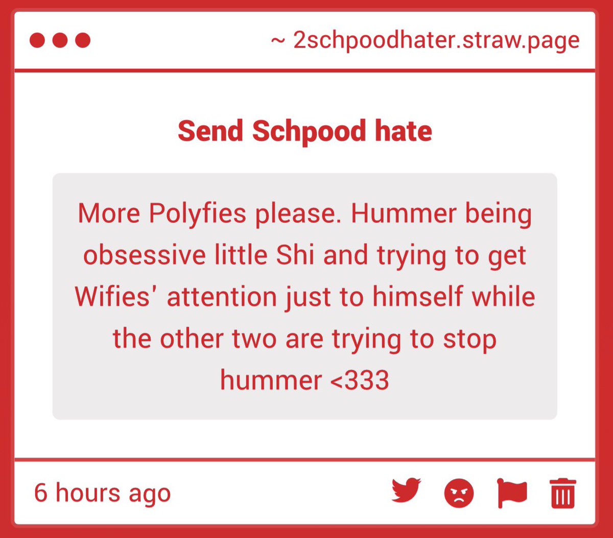 ilikebaccon17's tweet photo. I imagine Schpood and Jonathan getting mad at Hummer because sometimes he forgets to include them in romantic situations with Wifies #polyfies
.
.
.
https://t.co/J1IigD3h6u https://t.co/cV5BAT8jAM