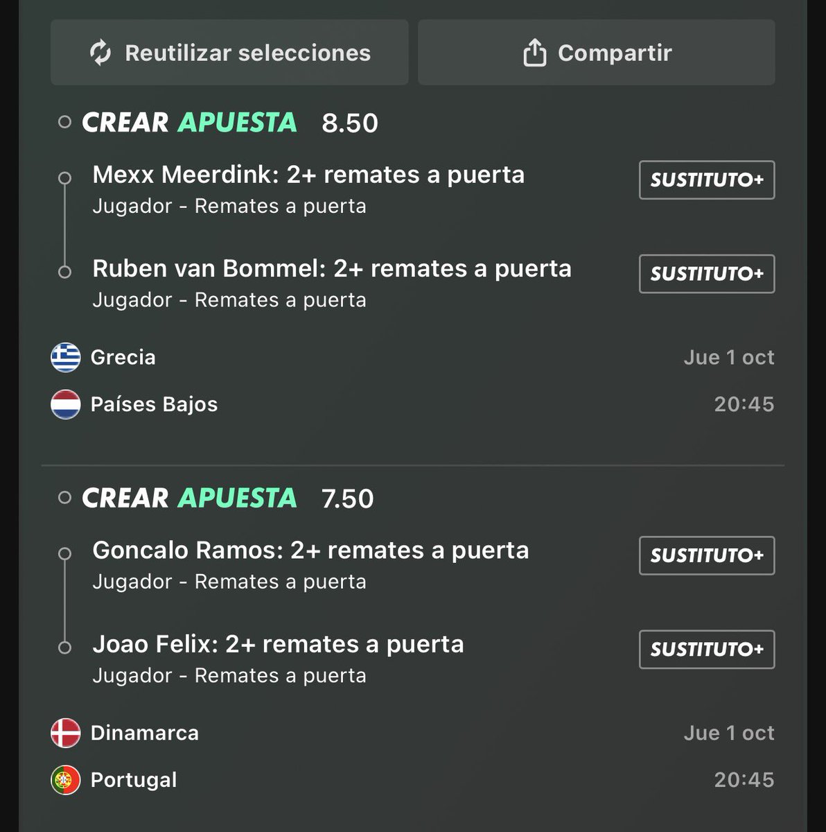 borracholudo's tweet photo. @8.50🇬🇷🇳🇱
➕
@7.50🇩🇰🇵🇹
🟰
CUOTA 63💪 https://t.co/luwBEasn2V