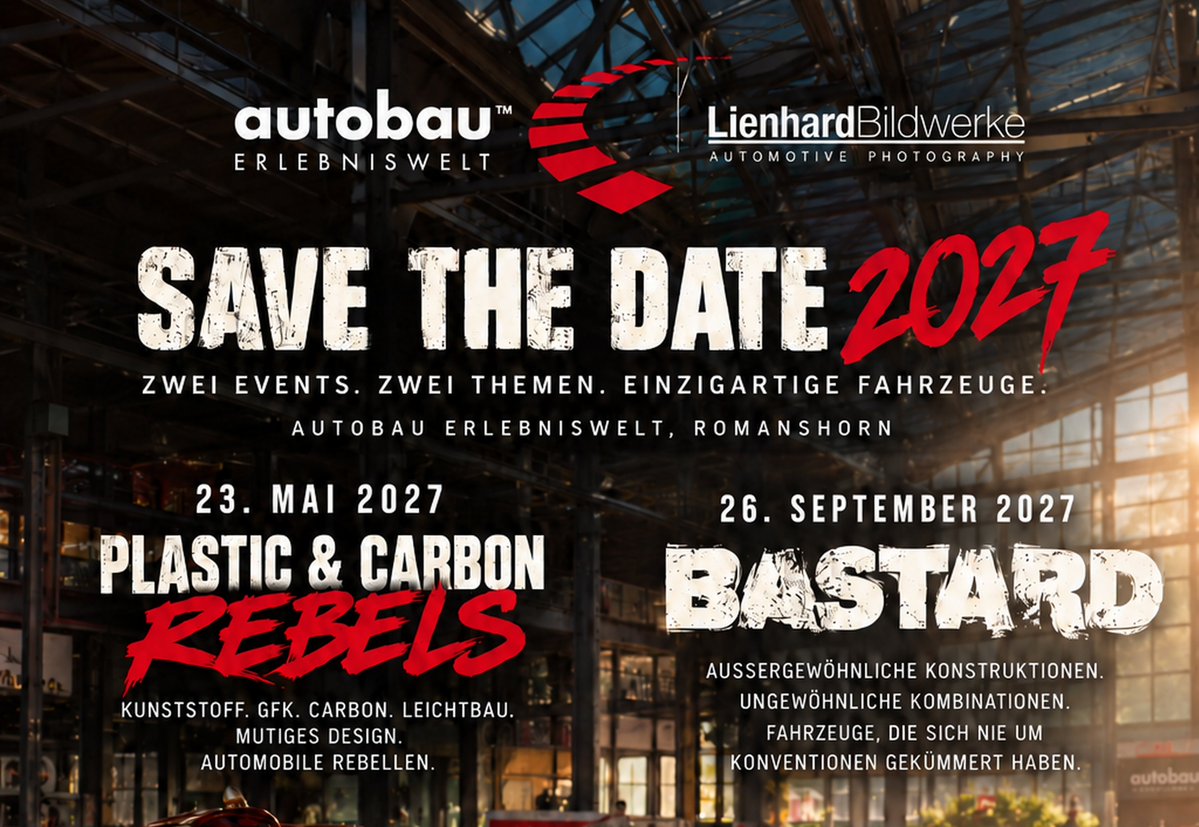 by_Lienhard's tweet photo. 📌 SAVE THE DATE – 2027 wird aussergewöhnlich.

Autobau &amp; LienhardBildwerke präsentieren im kommenden Jahr zwei besondere automobile Events in Romanshorn. Zwei Termine. Zwei völlig unterschiedliche Themen. Und garantiert keine gewöhnlichen Autotreffen. https://t.co/26fhUngoSZ