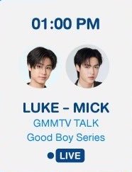 LukeMickTHFC2's tweet photo. 📢 13 ตุลาคมนี้ ชวนแฟน ๆ ไปหาพี่ลูคน้องมิคกันค่ะ! 🦊🐰

วันเดียวจัดเต็มกับหลากหลายกิจกรรม ✨️
ใครคิดถึงพี่ลูคน้องมิค เตรียมตัวให้พร้อม แล้วมาเจอกันในวันที่ 13/10/2026 นี้นะคะ ☺️

มาร่วมสร้างความทรงจำดี ๆ และเก็บโมเมนต์ไปด้วยกัน แล้วเจอกันนะคะทุกคน 🩶❤️

▫️ GMMTV TALK ▫️
⏰ 1 PM

▫️ FAN SIGN LUKE & MICK ▫️
⏰ 4.30 PM เป็นต้นไป

▫️ รอบรวมพล ▫️
⏰ เวลาลงทะเบียนยืนยันสิทธิ์ : 11 AM – 4 PM
⏰ เวลาเข้าพื้นที่จุดรวมพล : 5.30 PM
⏰ รอบรวมพล : 6 PM

📍 Union Hall, Union Mall

#GMMTVFANIVAL2026HappyFamily
#lukeso_ #mickmetas 
#LukeMick