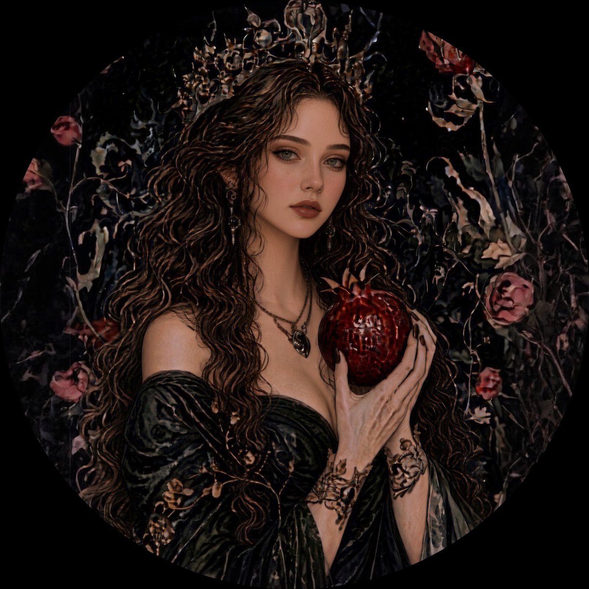Pink_Chipzzz's tweet photo. Fall begins the moment I cross. October 1. Descent day- Underworld, pomegranate in hand, no apology for the cold !!! This date is just me remembering which kingdom is mine ☠️ 🕯️ 🍃 💀 Crown is on, veil is off - see you in Spring 🌺 ☀️ 🌼 😊 https://t.co/le30eT4Zra