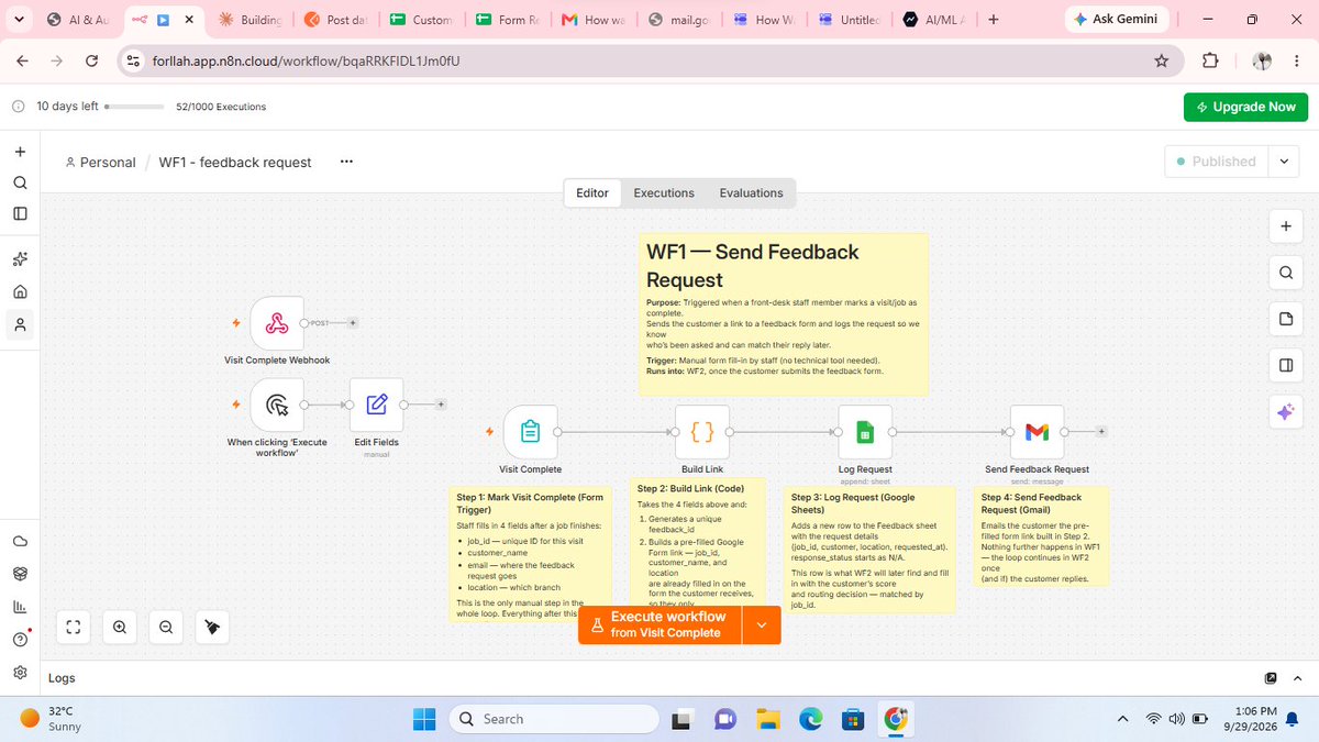 forlahxadigun's tweet photo. Completed my capstone project @TechSphereAcad
Built an automated feedback loop for a car care chain using n8n

The problem: bad reviews showed up online before the team ever heard from the customer. https://t.co/wnzev3dX5U