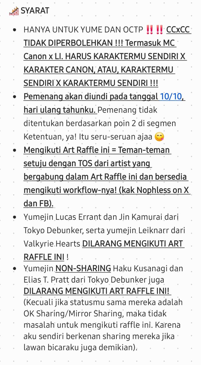 myerrant's tweet photo. [Help RT/Retweet] 👋🏻
🎡 ART RAFFLE 🎡
‼️ HANYA UNTUK INDONESIAN YUMEJIN/OC-PARENTS ‼️

Dalam rangka merayakan ulang tahunku di tanggal 10/10, aku bakal milih SATU pemenang untuk mendapatkan Couple Bust-Up Full Render yg akan digambar oleh kak @N0PHLESS

S&amp;K cek gambar 👇🏻 https://t.co/lxVNZzFmWb
