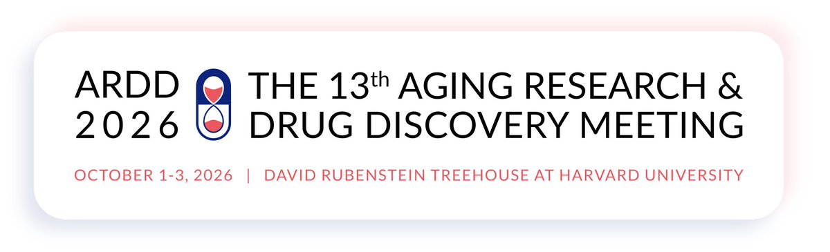 bioagelabs's tweet photo. Every fall, the longevity biotech and geroscience communities from around the world converge on one conference:  Aging Research & Drug Discovery. For its 13th edition, it crosses the Atlantic for the first time, migrating from Denmark to the academic and biopharma hub of Boston.

@ARDD_Meeting 2026 opens today at Harvard, and BioAge is back as a proud sponsor. 

Part scientific meeting, part annual pilgrimage, ARDD is where academic labs, pharma R&D teams, AI drug hunters, investors, and founders spend three days comparing notes on how to turn aging biology into medicines. No other event pulls the global field together quite like it, and it's one of the weeks on the calendar that our team looks forward to most.

If you’re joining the fun this year, we’ll see you in Copenhagen West!

Program and details: https://t.co/UtcM0zl0dI