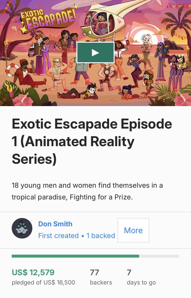 ExoticEscapade's tweet photo. We have only A WEEK LEFT with $3921 left until we hit our goal! 🌊✨

Consider increasing your pledge or spreading the word to friends who would! Let’s make #ExoticEscapade a reality! 🌴🌟💫

🔗 https://t.co/aHM466pJ8s

#eetwt #indieanimation #kickstarter #tdtwt #totaldrama https://t.co/HbpB2CgC5m