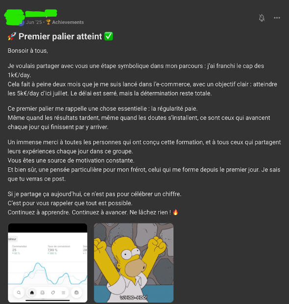 Lucas_IA_'s tweet photo. Le plus dur en ecom, c'est pas les ads.
C'est de bosser seul...

- Ta campagne crash. 
Il est 23h, t'es tendu, triste, énervé et t'as personne de fiable à qui montrer tes chiffres.

- Tu trouves un winner. Tu cries tout seul dans ta chambre, puis plus rien. 
T'as personne avec qui fêter ça.

- Ton BM se fait ban. Tes pubs sont coupées, ton CA tombe à zéro.

- Plusieurs personnes sur X te recommandent quelqu'un mais tu ne sais pas à qui confier ton business.

- Tu parles d'ecom à tes potes et ta famille.
Ils hochent la tête puis changent de sujet.

Toi, t'as envie de parler de ton obsession pendant des heures, mais personne en face n'a la même flamme.
Alors tu la vis seul.

C'est justement pour ça que dans la commu MASTER, on a créé 3 groupes par niveau pour échanger chaque jour avec des gens comme toi :

👉Advanced : + de 250 k€/mois (environ 90 personnes)
👉Plus : entre 30 k€ et 250 k€/mois (environ 200 personnes)
👉One : moins de 30 k€/mois (plus de 300 personnes)

MASTER, c'est la plus grosse commu ecom francophone.
Les portes sont ouvertes en ce moment pour encore quelques semaines, puis on les referme pour le reste du Q4.

→ 500 M€+ générés par les membres

→ 632 membres actuellement, dont 111 nouveaux depuis la réouverture il y a 10 jours

→ + de 400 M€ générés collectivement par l'équipe MASTER

On ne vend pas des vidéos YouTube remixées avec des strats de 2022.

On te donne des templates actionnables pour chaque étape pour passer de 0 à 1 M€/mois en ecom.

Dedans :
→ L'expérience de @ShopifyAddict et @mpellegrini7 (plusieurs M€/mois chacun en ce moment même)

→ Masterclass E-commerce par des experts sur chaque pilier : créa, Meta Ads, media-buying, produits, CRO, IA, supply, finance...etc+ des modules ajoutés chaque mois

→ Pour l'IA, c'est moi le coach. Je te donne absolument tous les prompts, scripts et process pour faire des créas IA ultra rentables à la chaîne au Q4.

→ Outils, Sheets, Prompts & Process prêts à l'emploi. Tu as juste à copier-coller nos process pour scaler au Q4.

→ Product Radar : un nouveau produit analysé en live chaque soir, du lundi au vendredi

→ Des lives, coachings et analyses de cas chaque semaine pour te tenir à jour de ce qui marche vraiment en ecom en ce moment.

→ Des contacts pour deban un BM en quelques heures

→...et pleins d'autres choses!

🎁 Si tu rejoins via mon lien, je t'envoie en DM une technique que presque personne n'utilise pour sortir des UGC IA ultra réalistes qui convertissent.

Ce n'est pas dans le Skool, c'est uniquement pour ceux qui passent par moi.

Et je donne ce bonus jusqu'au 2 octobre uniquement.
Tout ça, pour moins cher qu'un testing raté : 249 $/mois.

Si tu te reconnais, prends quelques minutes pour regarder la vidéo de présentation.

Tu y as accès juste après avoir rentré ton mail 👇