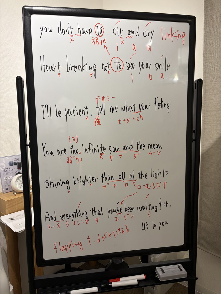 junichi225's tweet photo. 最近レッスンで洋楽（英語詞の曲）の分析をよくやっています。

先日もVPというボイストレーナーの団体でオンライン講義をしてきました。

もちろん音声学やボイトレのメソッドも勉強し続けますが、こういった解説（解釈）のお仕事もどんどんやっていこうと思っています。

洋楽苦手な人、集まれー！！ https://t.co/oLGrzPN0oD