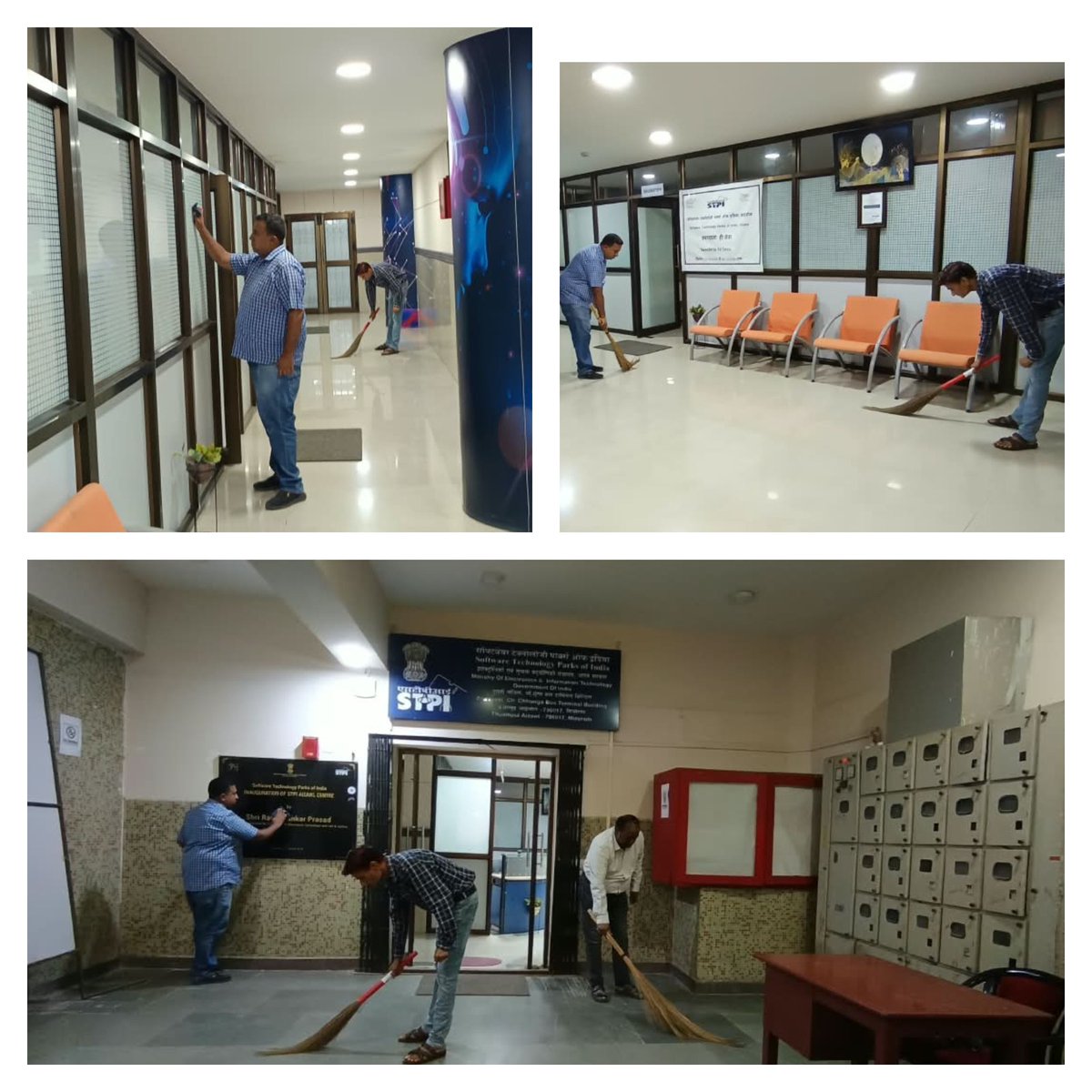 AizawlStpi's tweet photo. #SwachhataHiSeva के तहत, @AizawlStpi के कर्मचारियों ने ऑफिस के प्रवेश द्वार, कॉरिडोर और रिसेप्शन पर सफाई अभियान चलाया, जिससे एक स्वच्छ और स्वस्थ भारत बनाने में योगदान मिला।
@GoI_MeitY @SwachhBharatGov  @arvindtw  @stpiindia  @guptaa_sanjay  @SoumyaOtta https://t.co/h3rWJ0J3yU