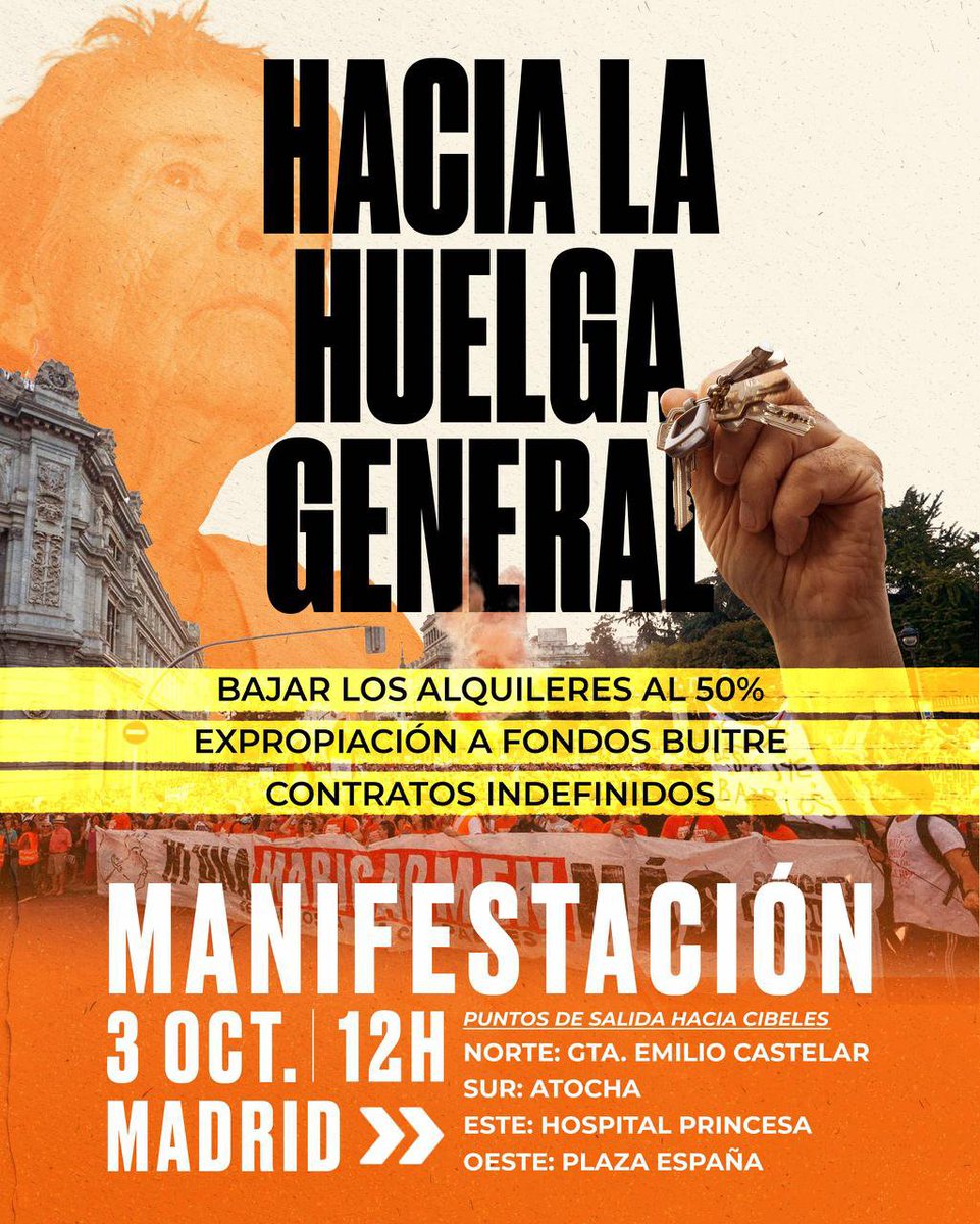 InquilinatoMad's tweet photo. 🔥 Tener casa no puede ser un lujo y comienza el camino hacia la huelga general por la vivienda.

Comparte la convocatoria, avisa a tu gente y ven. Hacia la huelga general. 🗝️ https://t.co/7ux5Irmepn