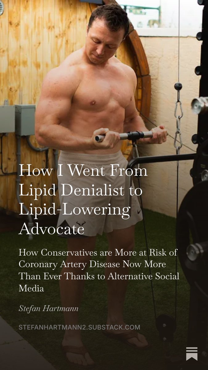 ironDPC's tweet photo. My questioning of lipids began in PA school in 2016, when a physician gave our class a lecture on evidence-based medicine. He showed us mortality data on statins. When you look at mortality alone, the number needed to treat can look underwhelming. He also explained relative risk reduction in a way that made it feel, to me at the time, like a Big Pharma manipulation of data.

That lecture planted a seed. I adopted the paradigm that LDL elevation was overblown. More importantly, I convinced myself that I was the exception: lean, fit, insulin-sensitive, weight training, eating “clean,” and therefore somehow protected from the overwhelming evidence linking ApoB-containing particles to cardiovascular disease.

After graduation, I kept studying lipids. In 2019, I became fascinated with arguments built around Eskimo, ancestral, and prehistoric populations. Looking back, I can see how selectively I interpreted that material. I focused on evolutionary narratives and ignored the obvious limitation: many of those populations died young, before modern atherosclerotic disease had decades to develop.

Around the same time, I discovered the Quest Diagnostics Cardio IQ panel. It was still early in its life cycle, and I was excited by advanced lipid testing. I became the primary of a patient who found me at the mom and pop urgent care and somehow knew that I was open to alternative thinking and who wanted to use the same test because, like me, he was lean, fit, and a weightlifter. Neither of us wanted to believe that someone who looked metabolically healthy could still be at risk for myocardial infarction, stroke, or vascular disease.

Then came 2020.

During the pandemic, my questioning of medical authority intensified. I studied the disease as it moved through Asia, then Europe, and by the time it reached the United States, I felt prepared. I worked in urgent care and treated thousands of patients. I wrote to local mayors and sheriffs, pleading with them not to lock us down. I became part of the anti-lockdown resistance, protesting on the streets and am proud of that. That period changed how many of us viewed institutions, public health messaging, and medical authority.

But that skepticism came with a cost.

In 2021, I published a YouTube lecture on the Quest Cardio IQ test. At the time, very few clinicians were talking publicly about these advanced lipid panels. The lecture received thousands of views. In 2022, I found the Labcorp NMR panel and made another lecture. That one also reached thousands of people. I was not just studying this material anymore. I was teaching it.

From 2021 through 2024, I listened to nearly every countercultural medical authority I could find. It started with keto physicians like Gary Fettke and low-carb advocates on social media. Then came the carnivore movement, organ-meat influencers, alternative medicine conferences, and the online war between lipid denialists and lipid-lowering advocates. I even met Shawn Baker at an alternative medicine conference in 2023. The movement reached peak absurdity, in my mind, with the rise and fall of Paul Saladino and Liver King. I learned that they both sourced their supplement line from a manufacturer from a businessman in the supplement industry. I had a decision to make. Do I go full in on this and make millions selling supplements and become such an absurd online personality. I recognized for the first time the meaning of grift. The carnivore influencers had capitalized on a growing health conscious and skeptical market with a “natural” supplement. It was fancied as science perhaps with loose inspiration derived from the anthropological studies of a dentist Weston A Price who found less tooth decay in ancestral populations that at a traditional meat based diet.

I started Iron Direct Primary Care in 2021 as an alternative healthcare home for patients who wanted something outside the conventional system. For years, I cared for many patients who did not believe elevated lipids mattered. We ordered everything: MPO, homocysteine, hs-CRP, omega-3 testing, IL-6, Lp-PLA2, and thousands of NMR panels. Desperately searching for an answer to cardiovascular disease other than LDL and APO B burden.

The pattern was always the same.

Patients had elevated LDL particle number and elevated ApoB, and we often kicked the can down the road. We focused instead on insulin sensitivity, clean diet, seed-oil avoidance, exercise, nitric oxide supplements, methylated vitamins, inflammation markers, and metabolic optimization.

On Instagram, X and podcasts, the lipid battle raged. I listened to lipid skeptics like MD Tro and ex-carnivore MD Paul Saladino, some were compelling. Some were charismatic. Some wore white coats and spoke with absolute confidence. I thought some of them were brilliant. I even referred patients into that ecosystem.

Then reality started to break through.

In 2024 and 2025, I began seeing heart attacks and strokes in my own patient population. That floored me. These were not the stereotypical patients people imagine when they think of cardiovascular risk. These were patients who avoided seed oils, lifted weights, ate clean, took nitric oxide boosters, optimized methylation, and followed the advice of wellness influencers.

Yet they still had events.

There are carnivore FB groups that Carnivorecringe on instagram screenshots and posts revealing a toxic subculture. These self-help groups will gaslight patients who suffer from keto and carnivore with absurd claims like “they weren’t eating enough fats” or “they didn’t give carnivore long enough.”

One patient had a stroke and left my practice to pursue high-priced “natural cardiology” advice form Wolfson for $7,000. Another patient pursued an alternative cardiology path by surgeon Philip Ovadia for also $7,000 and later required triple bypass surgery. These cases forced me to confront something uncomfortable: if I continued to minimize ApoB and LDL particle burden, I might be helping patients feel reassured while their arteries continued accumulating risk.

So I re-read the data.

This time, I looked at the totality of evidence instead of the cherry-picked fragments that confirmed what I wanted to believe. I looked at Mendelian randomization, familial hypercholesterolemia, randomized trials, plaque regression imaging, PCSK9 biology, ezetimibe, statins, and the simple fact that lifetime exposure to ApoB-containing particles is causal in atherosclerosis.

That does not mean inflammation, insulin resistance, blood pressure, smoking, sleep, strength, or diet are irrelevant. They matter. But they do not make ApoB disappear. They do not make LDL particles magically harmless. A lean body and a good fasting insulin do not give the artery immunity from particle exposure.

I have now delisted my older YouTube lectures that were influenced by this lipid-denial ecosystem. I no longer want to contribute to the confusion.

One of the most common patterns I now see online is a medical influencer who has moved away from ordinary patient care, sells supplements, lives in another country (likely to avoid legal consequence) sells expensive diet consults, or gives generalized advice under the protection of “no doctor-patient relationship.” Many of these figures profit from the fear and distrust that exploded during the COVID era. That distrust is real. Some of it was earned. But bad institutional behavior does not make bad science true.

The people most affected by this misinformation are often conservatives. These are my people. They are skeptical of the system, suspicious of pharmaceutical companies, and deeply motivated to take responsibility for their health. I respect that. But skepticism without correction becomes a trap. A recent literature on the political polarization of health outcomes suggests that health and mortality are increasingly diverging along political and ideological lines, favoring better health in liberals.

My mission now is to stop the preventable damage.

I went from lipid denialist to lipid-lowering advocate because my patients, my data, and the broader evidence forced me to change. I still believe in strength training. I still believe in metabolic health. I still believe in nutrition, sleep, sunlight, and personal responsibility. But I no longer believe those things cancel out ApoB.

The new message is simple:

ApoB matters. LDL particle exposure matters. Prevention matters. And changing your mind when the evidence demands it is not weakness. It is clinical maturity.

I was wrong before.

Now I am trying to make it right.

Further readings:

Ference et al., 2017 — “Low-density lipoproteins cause atherosclerotic cardiovascular disease”

This is probably the single best paper for the intellectual foundation of my reversal. It integrates epidemiology, Mendelian randomization, genetic disorders, and randomized trials. The authors conclude that the totality of evidence establishes LDL/ApoB-containing particles as causal in ASCVD, with risk depending heavily on magnitude × duration of exposure.

Read the full open-access paper

Borén et al., 2020 — the mechanistic follow-up EAS consensusThis is the one to read for how atherosclerosis happens: entry, retention, and accumulation of ApoB-containing lipoproteins in the arterial intima and the subsequent inflammatory response. It helps resolve the false choice of “cholesterol versus inflammation” both matter, but ApoB particle retention is upstream in the atherosclerotic https://t.co/bimO7oAXRy the full open-access paper

Cohen et al., NEJM 2006 — PCSK9 loss-of-function mutationsThis is one of the most persuasive natural experiments. Genetically lower LDL from PCSK9 variants produced dramatically lower coronary disease risk. In one population, roughly a 28% lifelong LDL reduction was associated with an 88% reduction in CHD; in another, a ~15% LDL reduction was associated with ~47% lower https://t.co/WMQG5QpMtz the NEJM paper

Ference et al., JACC 2012 — lifelong genetically lower LDLExtremely important because it explains why short drug trials can make LDL lowering look unimpressive compared with lifelong exposure. Genetic randomization allows us to ask what happens when LDL is lower beginning early in https://t.co/hK2bO0ursL the PubMed article and access the full text

CTT Collaboration, Lancet 2010 — 170,000 participants / 26 randomized trialsThis is an excellent paper to revisit for objection about statin statistics. Rather than focusing on one mortality NNT, it looks at outcomes per absolute LDL reduction across a huge randomized https://t.co/LXjIQetsDl the complete paper free on PMC

CTT Collaboration, Lancet 2012 — statins even in lower-risk populationsThis one is particularly relevant to “NNT ≈100” arguments. One important distinction: an NNT around that range can describe major vascular events in relatively low-risk people over a limited follow-up period, but it is not a universal “statin mortality NNT.” Absolute benefit necessarily looks smaller when baseline short-term risk is https://t.co/5FkaeGiYbC the paper / abstract

My original skepticism was not irrational—the mistake was extrapolating a modest short-term absolute benefit in low-risk people into the conclusion that lifetime ApoB exposure was unimportant.

FOURIER — Evolocumab cardiovascular outcomes, NEJM 201727,564 patients with ASCVD. PCSK9 inhibition lowered LDL dramatically and reduced cardiovascular events on top of statin therapy. This is important because it dismantles the argument that the benefit is some peculiar “pleiotropic statin effect.” Different mechanism, same direction: reduce ApoB/LDL exposure → fewer https://t.co/R0oxkml6cm FOURIER in NEJM

ODYSSEY OUTCOMES — Alirocumab, NEJM 2018Another PCSK9 inhibitor, another randomized trial, another reduction in ischemic events. Primary endpoint: 9.5% versus 11.1% after ACS.And yes. Events were lower in the alirocumab arm. Lipid denialists will say mortality wasn’t reduced enough. But these were patients already managed and in the system able to get emergency care to save from death. Primary composite (CHD death, nonfatal MI, ischemic stroke, or unstable angina hospitalization):903 patients (9.5%) vs 1,052 patients (11.1%).All-cause death:334 patients (3.5%) vs 392 patients (4.1%). That is 149 fewer first primary events and 58 fewer deaths over a median 2.8 years. The relative reduction on the primary endpoint was 15% and met the pre-specified significance https://t.co/Ra4AM6xZoe ODYSSEY OUTCOMES

IMPROVE-IT — Ezetimibe + statin, NEJM 2015Also philosophically important: lower LDL using a nonstatin mechanism, and cardiovascular outcomes improve further. Again, it is difficult to sustain a hypothesis that the benefit is merely a special property of https://t.co/lJ6YaF9Yv5 IMPROVE-IT

GLAGOV — Evolocumab and actual coronary plaque regressionThis was one is Anti Aging Medicine. We can reverse plaque? That is regenerative medicine!. LDL reached about 36.6 mg/dL; percent atheroma volume fell, and 64.3% of evolocumab patients demonstrated regression versus 47.3% with https://t.co/9s9CT8pTVA GLAGOV in JAMA

PACMAN-AMI — Alirocumab, JAMA 2022This is even more visually compelling because multimodality intracoronary imaging showed not only greater plaque regression but changes consistent with plaque stabilization: reduced lipid burden and thicker fibrous caps. Again, this is Anti Aging and Regenerative https://t.co/PYbYLoN0Ns PACMAN-AMI in JAMA

ApoB vs LDL-C discordance — JAMA Cardiology 2024It demonstrates how widely ApoB can vary among people with the same LDL-C or non-HDL-C and quantifies clinically important https://t.co/8HMzQX7v1U the JAMA Cardiology paper

There is also a 2025 systematic review of 15 discordance studies involving 593,354 people. ApoB outperformed LDL-C in all 9 studies directly comparing the two in the review. That one is particularly relevant to explaining why I moved away from obsessing over LDL subfractions/NMR toward ApoB. Read the ApoB systematic review on PubMed

And REACT is especially important

The REACT study was just published in NEJM on August 29, 2026. It examined almost 17,000 ostensibly healthy adults aged 18–70 in Denmark and Spain. Atherosclerosis was already detectable in the 18–29-year-old group—8.7% of men and 6.7% of women—and plaque prevalence and volume climbed dramatically with age.

Read the new REACT paper in NEJM

“I am young, lean and fit, therefore these lipid numbers probably do not apply to me.” REACT shows why that reasoning is dangerous: subclinical disease can already exist decades before the person looks or feels like a cardiovascular patient.

The conservative-vs-liberal mortality paper

Elder & O’Brian, Nature Human Behaviour, May 14, 2026 — “The political polarization of health outcomes in the USA.” They found that conservatives in their cohort experienced worsening health during the 2010s and higher mortality in the early 2020s, particularly from internal causes such as heart disease, cancer, and stroke.

Read the full Nature Human Behaviour article

The authors found a mortality divergence associated with political identity; they also found that changing socioeconomic composition of the coalitions, including education, income, and insurance, explained part of the difference