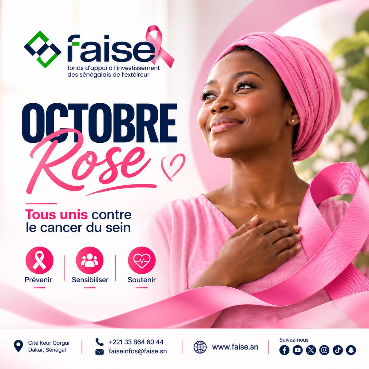 faisesn's tweet photo. Tous unis contre le cancer du sein. 💗

Prévenir • Sensibiliser • Soutenir

#OctobreRose #FAISE #Diaspora #Prévention #CancerDuSein #Sensibilisation #Solidarité https://t.co/O0BN3o6yEC