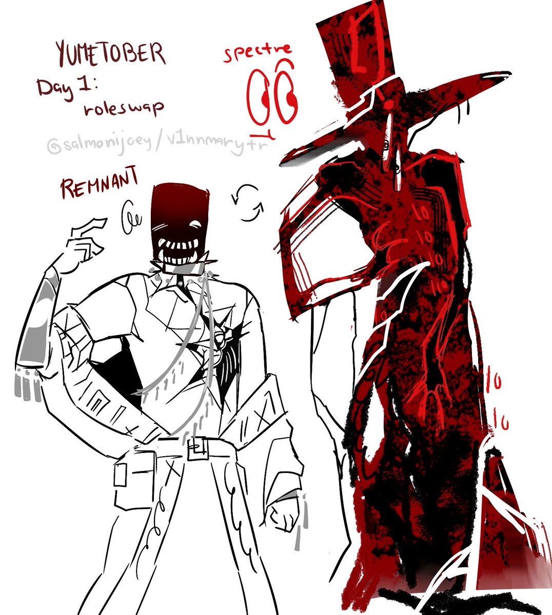 salmonijoey's tweet photo. YUMETOBER WOOHOO!!! we all jump in joyous for day 1

(spectre looks the same but I SWEAR its different) https://t.co/3k3w4KFfFM