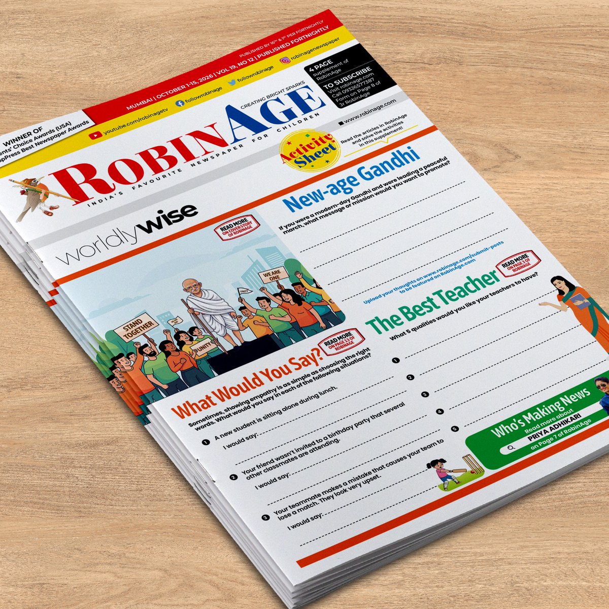 FollowRobinAge's tweet photo. 🗞️✨ A brand-new issue of RobinAge is here! From imagining a brighter India to Halloween fun, this issue is packed with stories, puzzles, trivia and plenty of things to explore!
This Fortnight in #RobinAge: What’s Inside!
🛗 Discover how voice assistants answer your questions https://t.co/hi8M2d8tPy