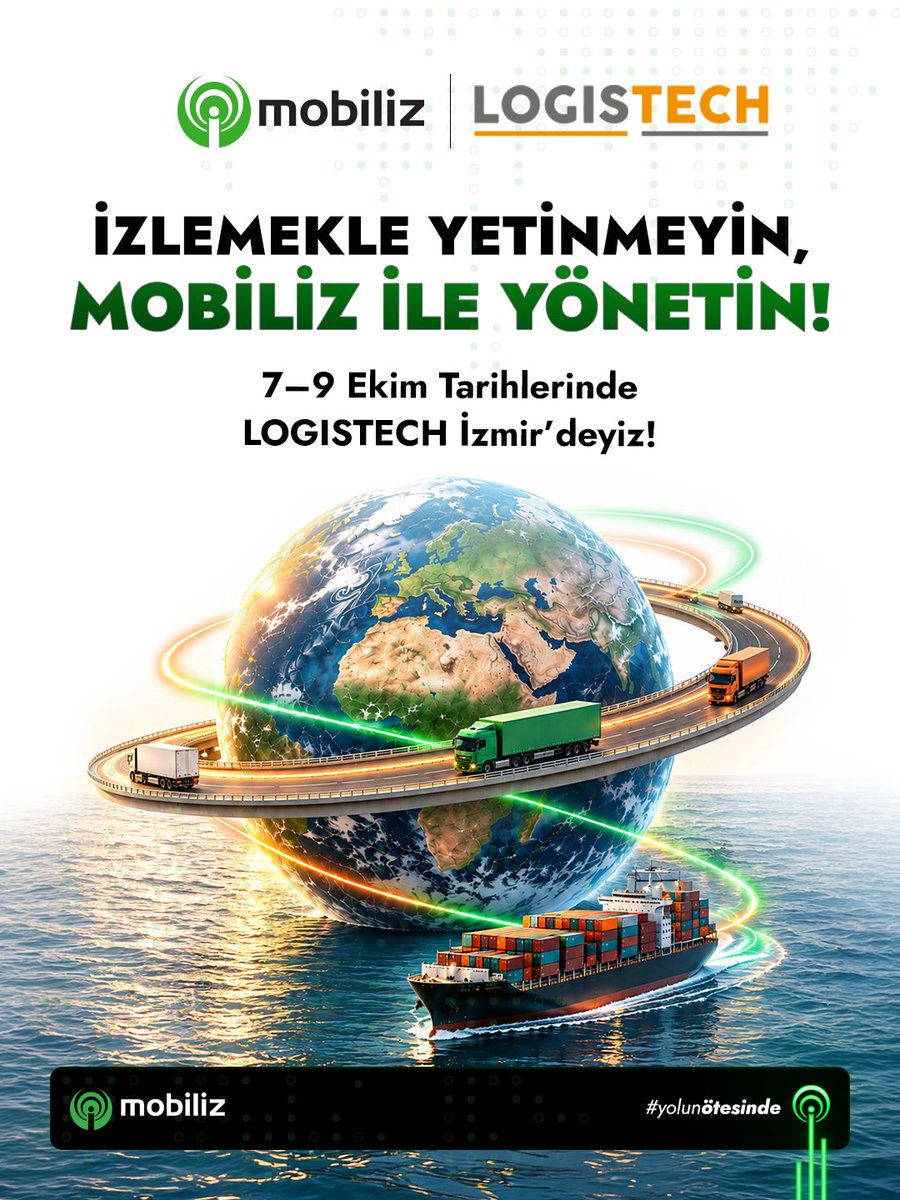 mobiliztakip's tweet photo. Uluslararası Lojistik, Depolama ve Teknoloji Fuarı LOGISTECH İzmir’deyiz! 💚
Lojistik operasyonlarını daha görünür, kontrollü ve verimli hale getiren ürün ve çözümlerimizi yakından keşfetmek için standımıza bekliyoruz.
#Mobiliz #YolunÖtesinde #LOGISTECH #LOGISTECH2026 https://t.co/PRohKK7Azq