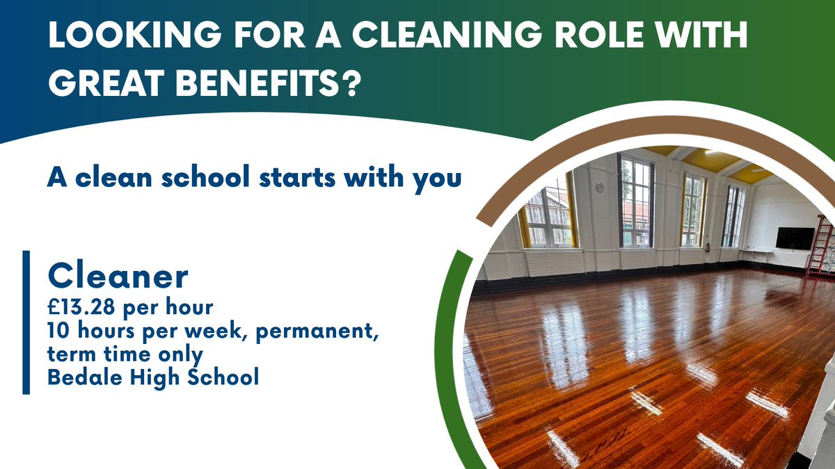 NycjobsUk's tweet photo. Are you looking for a cleaning role with great benefits?
Apply now! https://t.co/rBYci9rEG5
#CleanerJobs #SchoolCleaner #FacilitiesJobs #BedaleJobs #PartTimeJobs #TermTimeJobs #NorthYorkshireJobs #SchoolJobs #ResourcesandCentralServices #TeamNorthYorkshire https://t.co/Uscdsx2V39