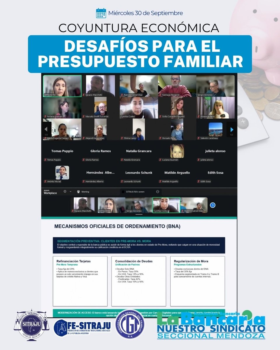 Sitraju_'s tweet photo. Ayer, junto a La Bancaria – Seccional Mendoza, hablamos con trabajadores judiciales sobre presupuesto familiar, endeudamiento e ingresos.

🤝 Más herramientas para enfrentar la realidad. Más sindicato.

#SITRAJURA #TrabajadoresJudiciales #LaBancaria https://t.co/hLKZeahsIx