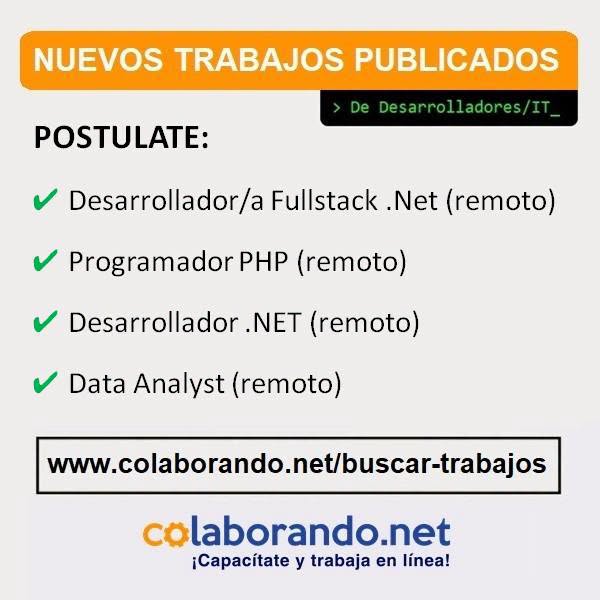 ColaborandoNet's tweet photo. NUEVAS VACANTES 📢 (Desarrolladores/IT 💻) Postúlate gratis en https://t.co/KG4sWSLXdw
Con sueldo en ARS (pesos) 👉 https://t.co/GoxM2RZGJO
Con sueldo en USD (dólares) 👉 https://t.co/94wGksNgIp https://t.co/ZxhRLSAkSb
