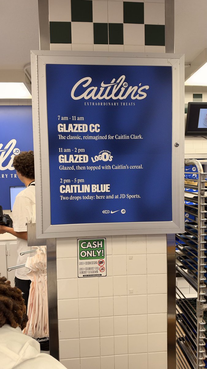 SoleRetriever's tweet photo. Long’s Bakery in Indianapolis has been transformed into Caitlin’s Extraordinary Treats for the Caitlin 1 launch 🍩 @CaitlinClark22 

📷 @HannahFollmanTV / @its_whitney https://t.co/BLmLGl62ed