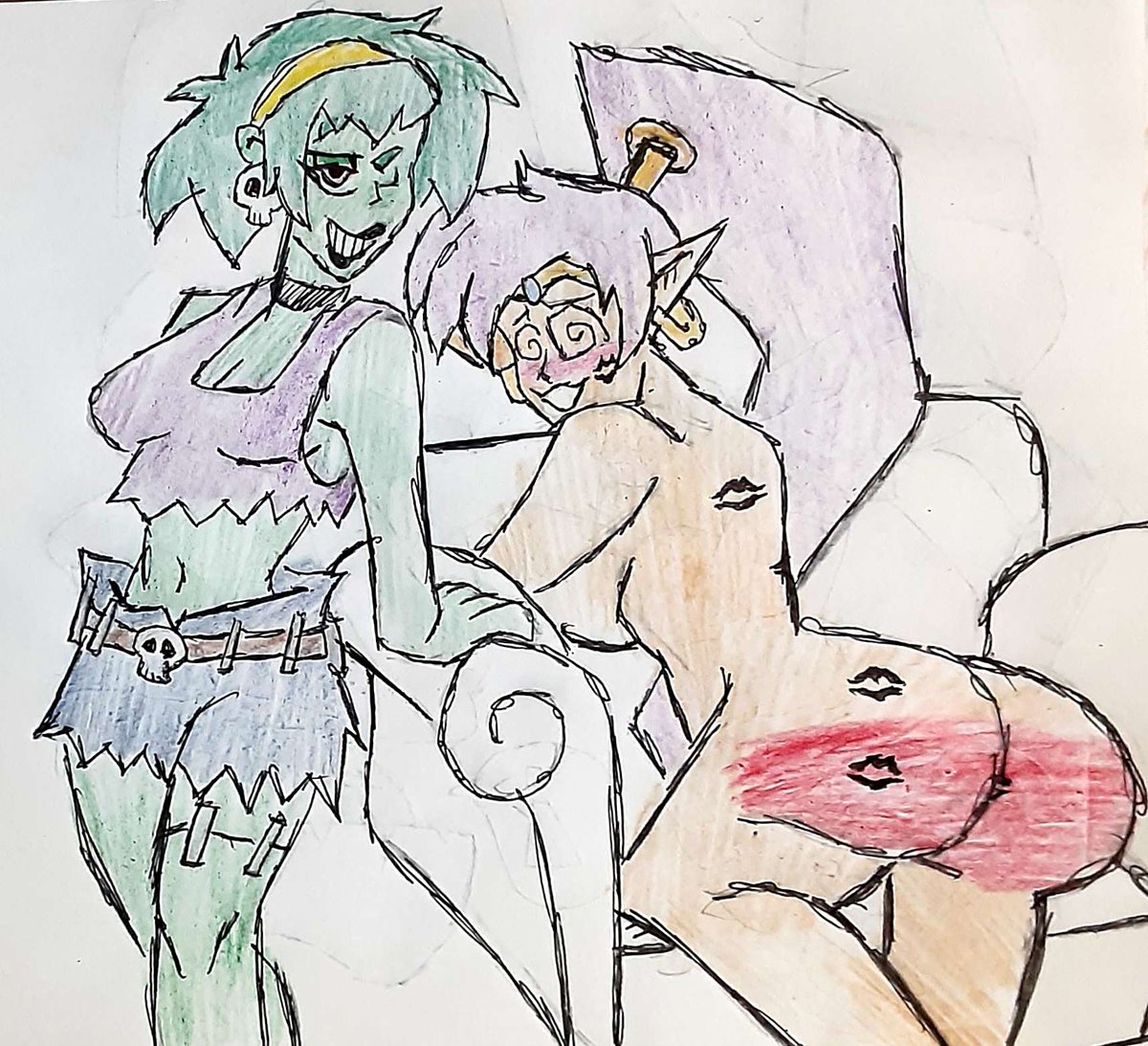 TheJacman's tweet photo. Rottytops giggles before turning to the camera.
 
"Don't worry, Shantae will be ready by the next game~"

#spankingart https://t.co/MuIOsZExC5