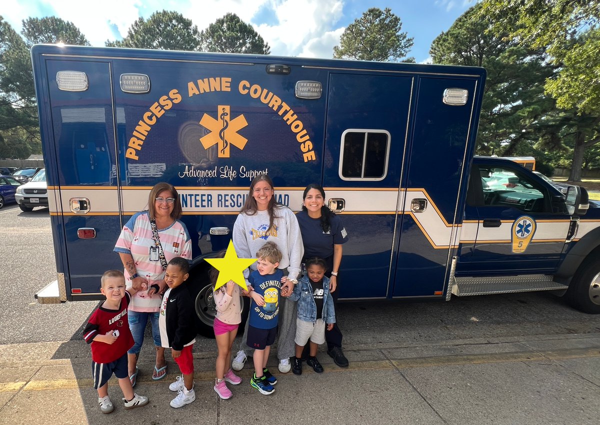 VBFairfieldES's tweet photo. Our youngest Falcons learned about community helpers by exploring a volunteer rescue squad truck���shout-out to @PACHVRS for visiting our ECSE classes. @vbschools https://t.co/Bbg9lBUtiU