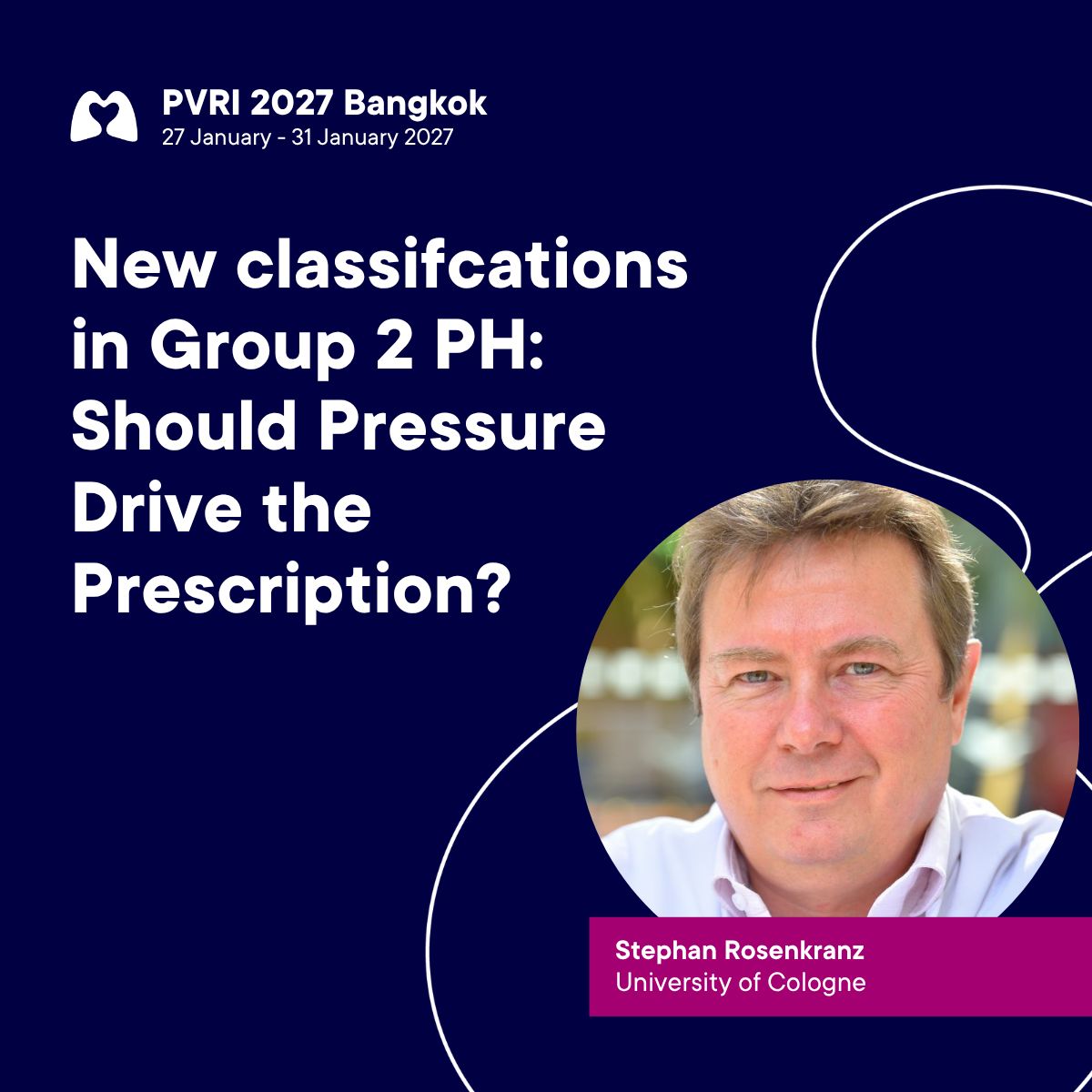 PVRI's tweet photo. Speaker spotlight  💡 

PVRI 2027 Bangkok will explore some of the biggest clinical and scientific challenges facing the PH community today, from critical care and Group 2 PH to advanced imaging and right ventricular recovery. 

Here’s a glimpse of what’s to come ⬇️ 

PVRI 2027 Bangkok
Bridging Science, Innovation amp; Care for the Next 20 Years.
📅 27-31 January 2027 
📍 Amari Bangkok Hotel & Conference Centre 

🎟 Register now: https://t.co/2seRdteLsh