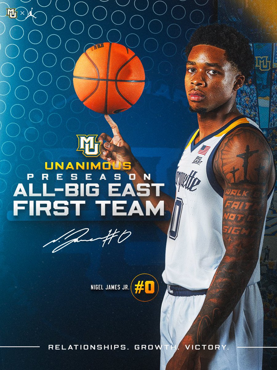 MarquetteMBB's tweet photo. All-conference preseason honors for our guys🤩👏

#MUBB | #WeAreMarquette https://t.co/OfWkWo8OIN