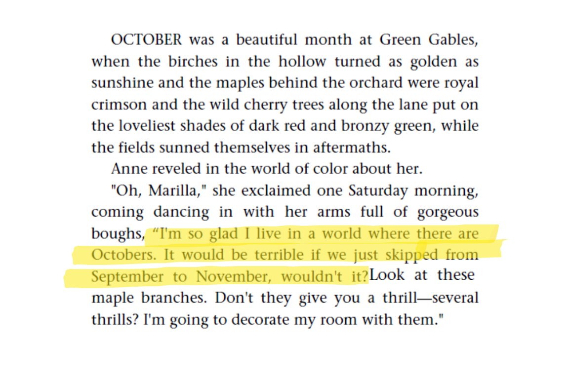 PAHoyeck's tweet photo. Happy October 1st! Here's a lovely thought from Anne of Green Gables 🎃🍂