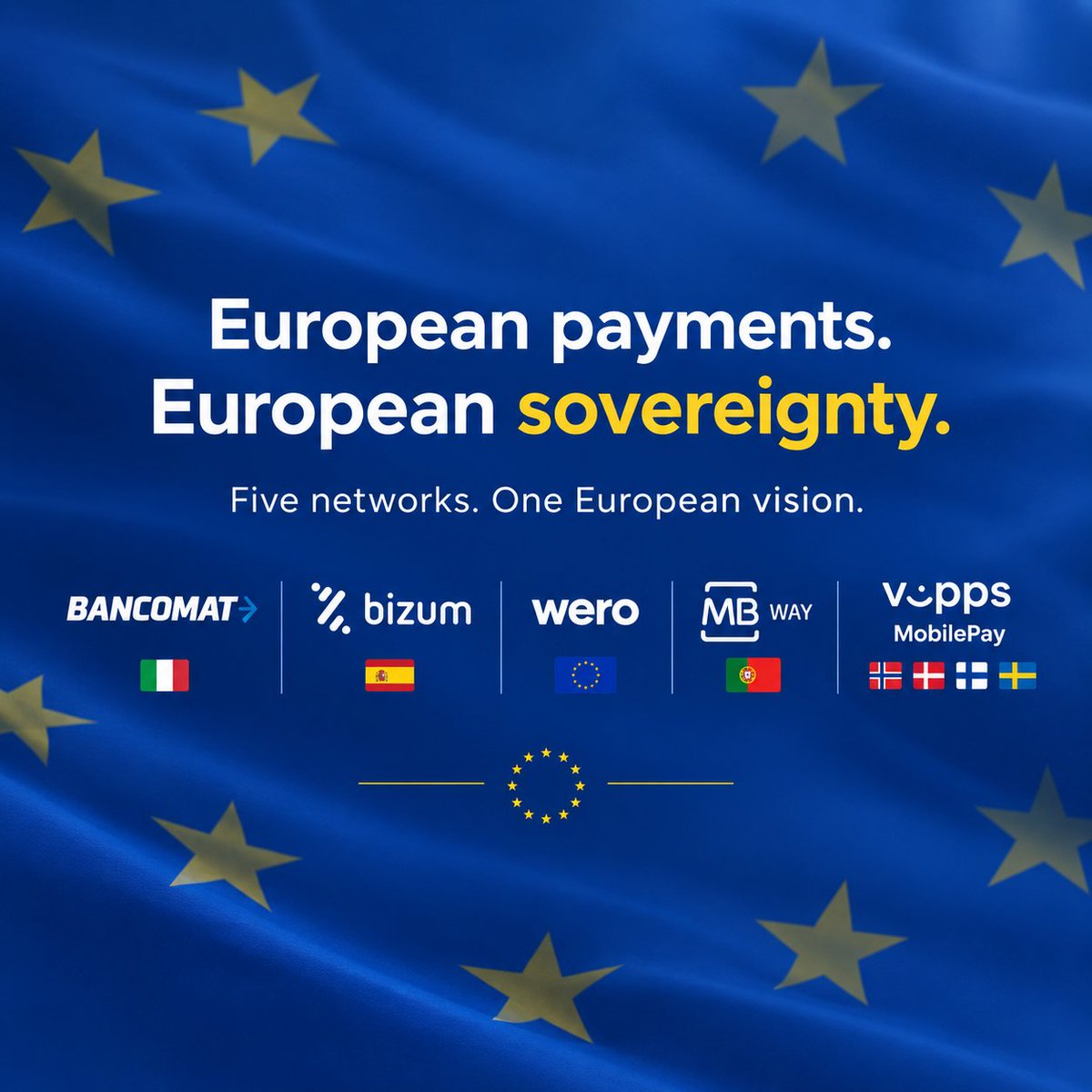 MosiniElisa's tweet photo. Five major European payment networks- BANCOMAT, Bizum, Wero, MB WAY and Vipps MobilePay- join forces to create ENP (European Network for Payments)

The goal Is to make European payments instant, interoperable &amp; independent, creating an alternative to Visa and Mastercard

Lets go! https://t.co/p4ETgoGphn