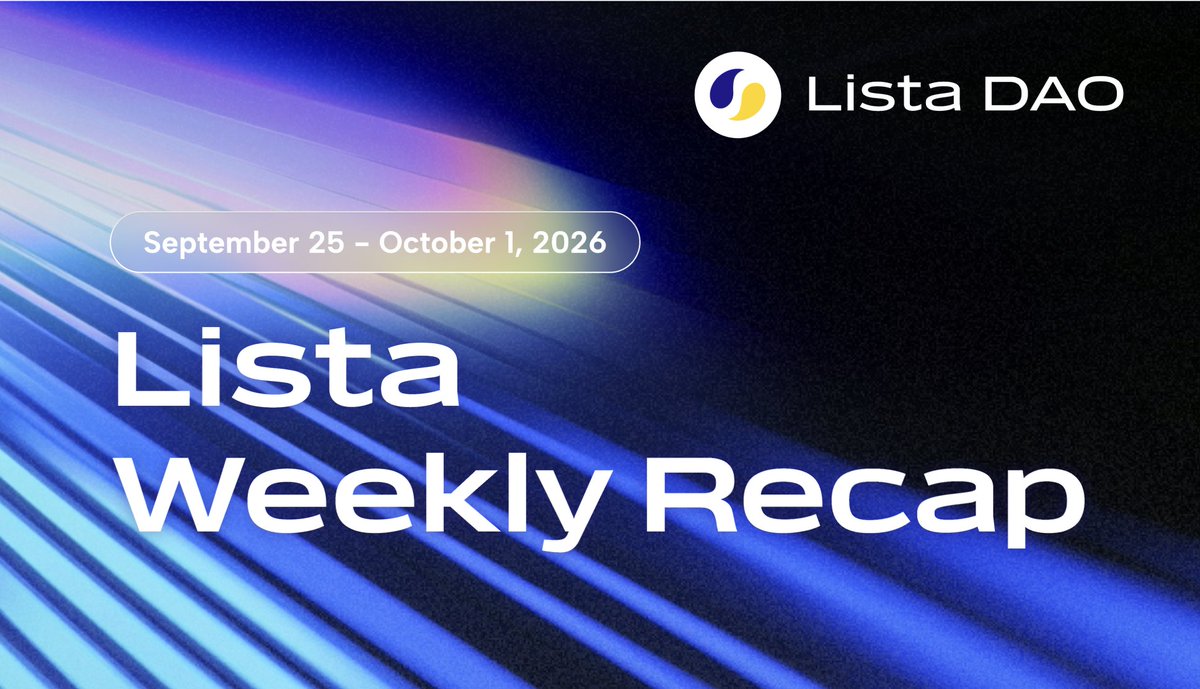 lista_dao's tweet photo. #ListaWeeklyRecap Oct 1, 2026

🏛️ Protocol & Governance
- Total Weekly $LISTA Buyback: 229,370.72 $LISTA
- New UX Updates: Borrow Pages Now Show Collateral's Native Yield And More

🏦 Lista Lending
- Lista CDP Sunset: Migration To Lista Lending Started
- 3 New bStocks Listed: AGPUB, AMCB, CYPHB
- Fresh Liquidity Added Across bStock Markets: Deeper Liquidity And Negative Rates On SPYB, CRCLB And QQQB Pairs

🌐 Ecosystem
- Zero Fees Between slisBNB And BNB On @TrustWallet
- slisXAUE Gold Campaign Final Week (Ends Oct 8)
- 240.3K $LISTA Weekly Emissions (Sep 28-Oct 4)