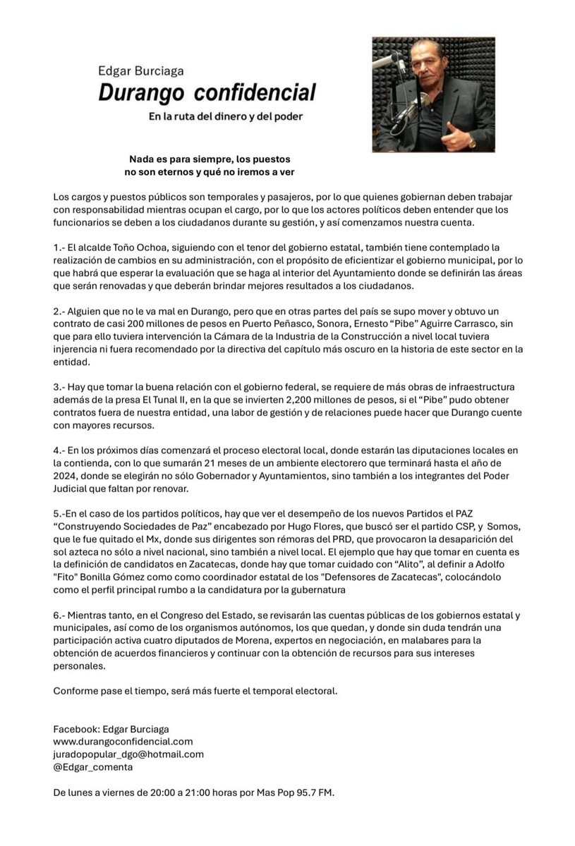 Edgar_Comenta's tweet photo. B día 01 Octubre comparto columna de mi Autoria https://t.co/2Au8fNy9MH