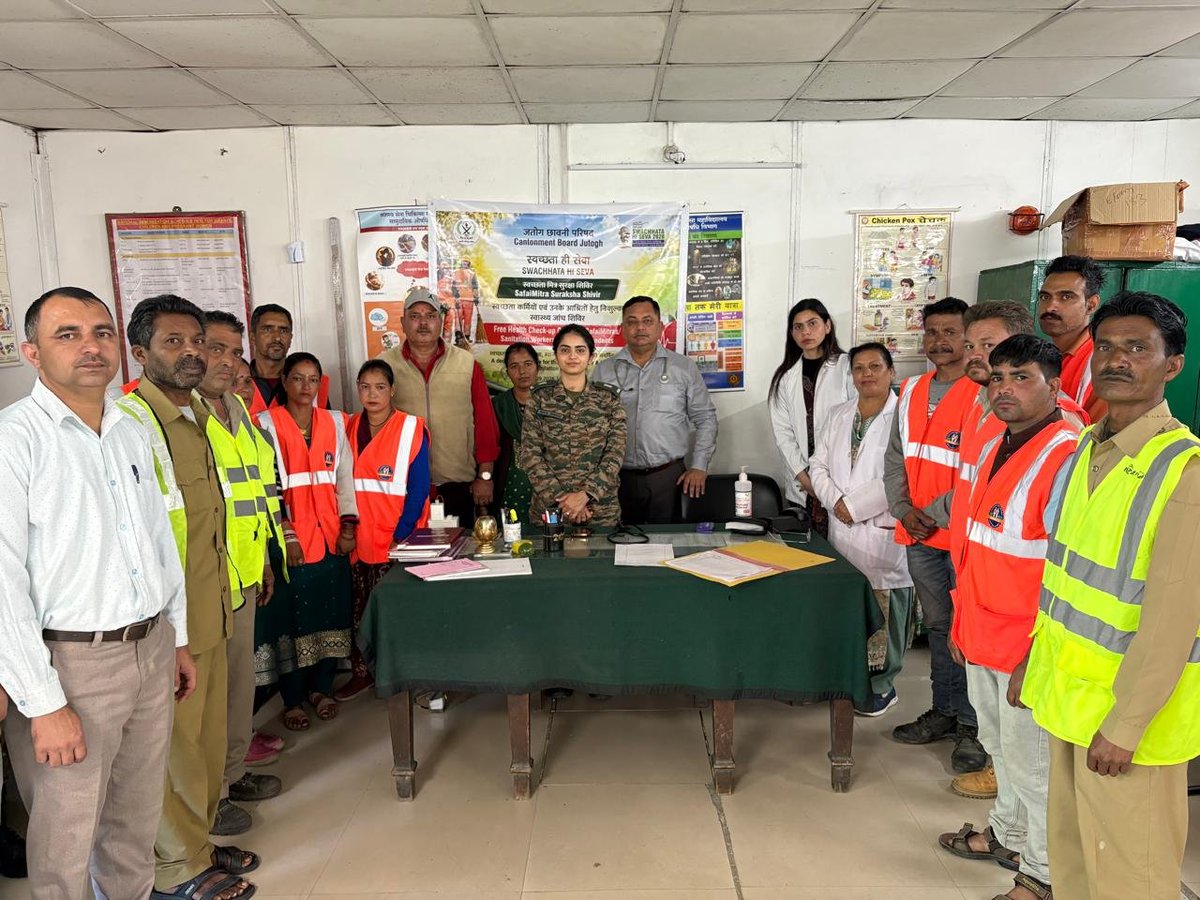 westerncomd_IA's tweet photo. Serving Those Who Keep Our Communities Clean 🇮🇳

Under #SwachhataHiSeva2026, #ChakraWarriors, under the aegis of Station HQ and Cantonment Board, Jutogh organised a dedicated SafaiMitra Health & Dental Camp, translating the spirit of Seva into tangible healthcare and welfare support for our sanitation workforce.

The initiative reaffirmed the commitment of Chakra Warriors towards the health, dignity and welfare of those who keep our communities clean.

Healthier SafaiMitras → Healthier Communities → Swachh Bharat → Viksit Bharat. 🇮🇳

#SwachhBharat 
#NationFirst 
#CleanAndGreen
#SHS2026 
#SpecialCampaign6 

@adgpi
@SpokespersonMoD
@prodefencechan1
@prodefencejammu
@SwachhBharatGov
@SwachhBharat
@MoHUA_India
@MoJSDDWS