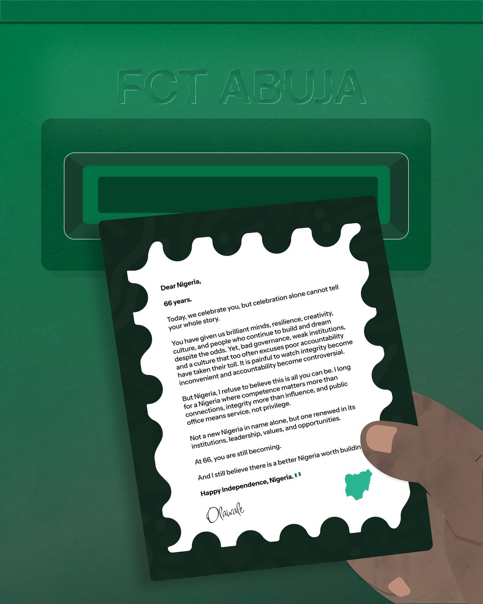 whalezgraphics's tweet photo. Dear Nigeria,

Happy Independence...... https://t.co/qfn4F7Ymvm