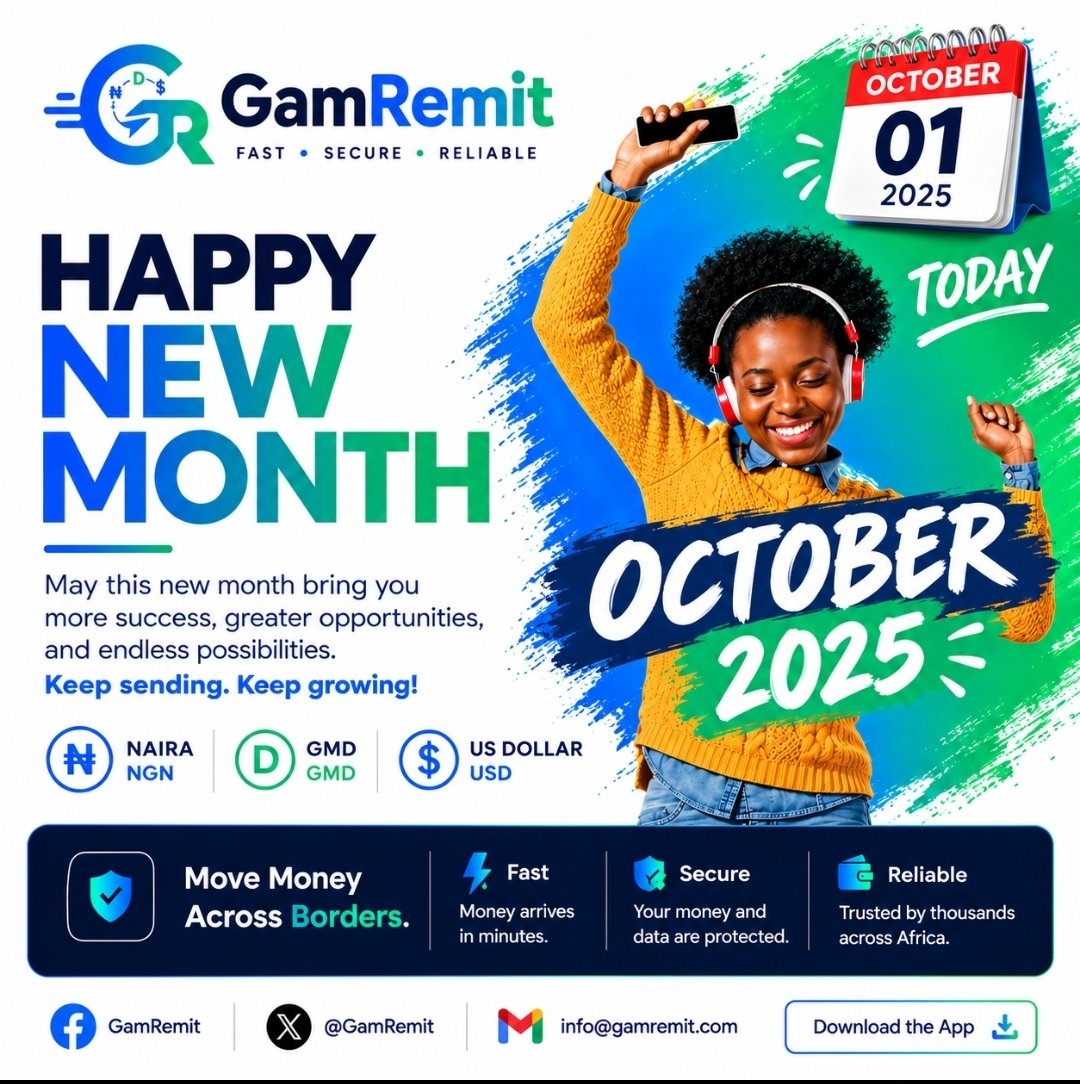 GamRemitAgent's tweet photo. Wishing all our community members across Africa happy October,
Happy new month 
Mainnet is imminent.
Seamless transfers across Africa 
Stay with us till the end. https://t.co/vDkLohs2fN