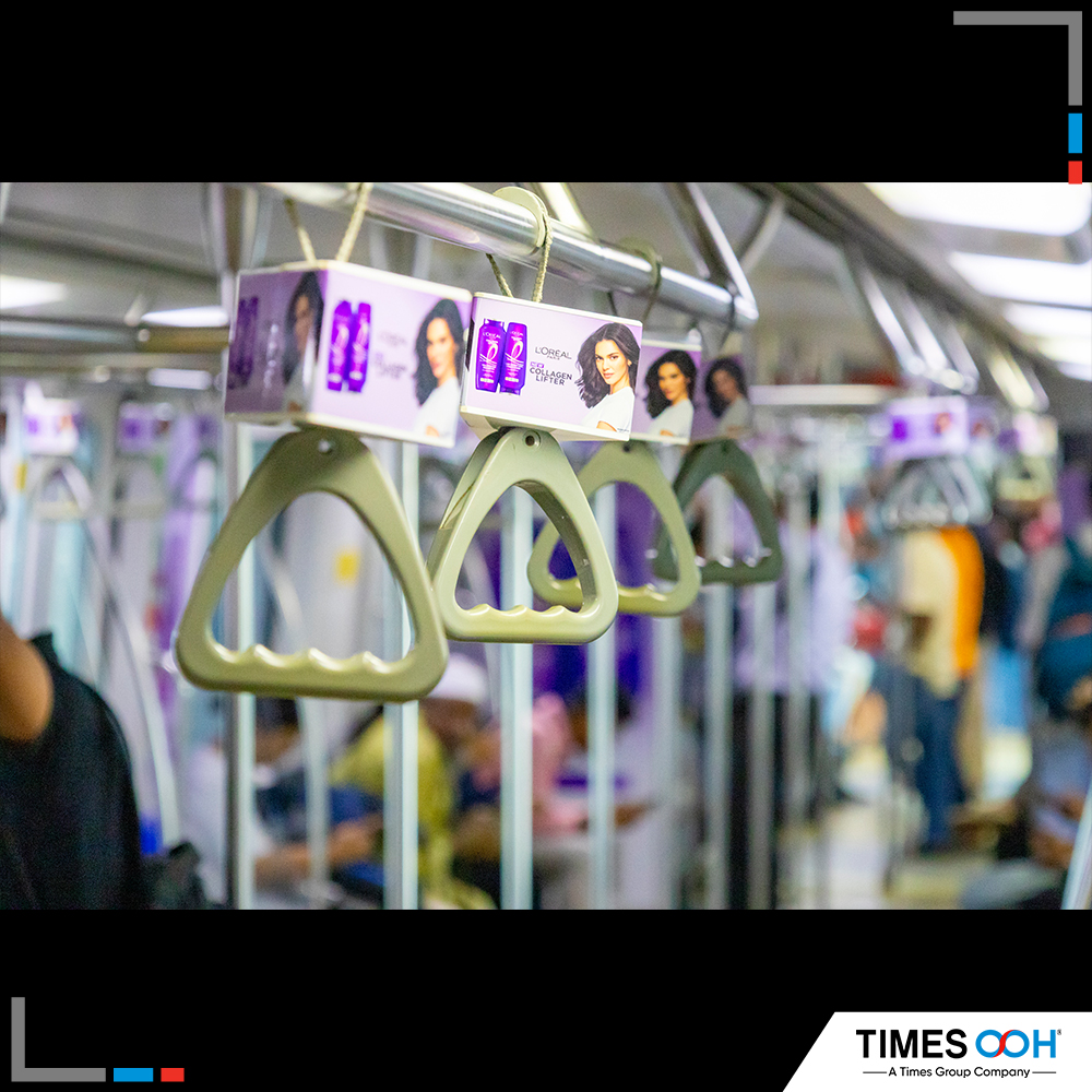 times_ooh's tweet photo. L’Oréal takes its newly launched shampoo to the @mumbaimetroone with an exclusive train wrap.Covering the length &amp; breadth of the city, the premium beauty brand connects directly with its aspirational women audience via impactful inside &amp; outside train branding. #TimesOOH https://t.co/CYi8uOfxjJ