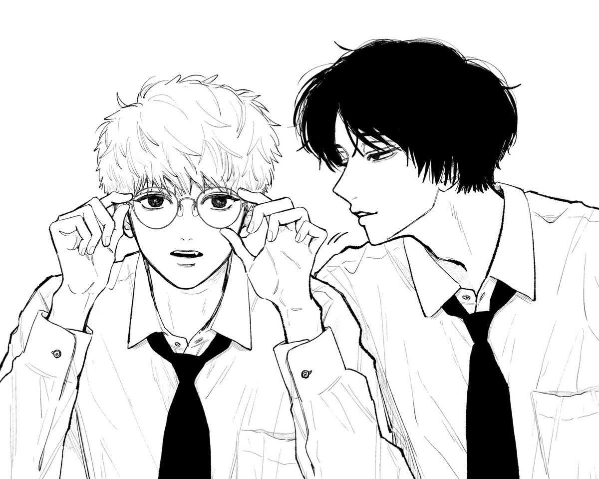mio_yukikawa's tweet photo. メガネかけさしてる隙に、にじり寄る👓
（初めてSNS用に描いた２人懐かしい）
#メガネの日 https://t.co/IuCAzj4Z8Q