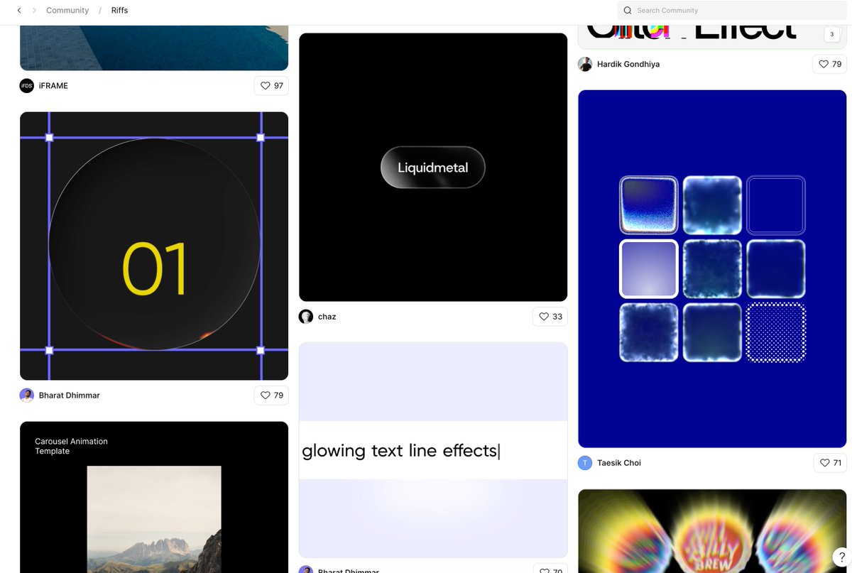 arthur_ships's tweet photo. Figma Community has a new feed called Riffs. Frames, videos, illustrations, Make prototypes, refreshed daily. Pull one into your file and build on it. Finally a legal way to copy someone's homework. https://t.co/R3OsqualJY