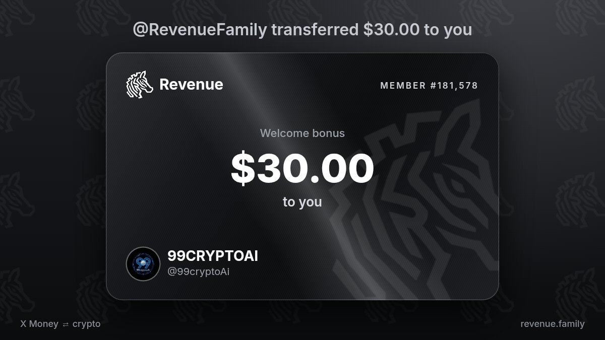 99cryptoAi's tweet photo. https://t.co/IpiUegjwZ7
I am thanking @RevenueFamily for $30.00 https://t.co/kIUN5IsYjE