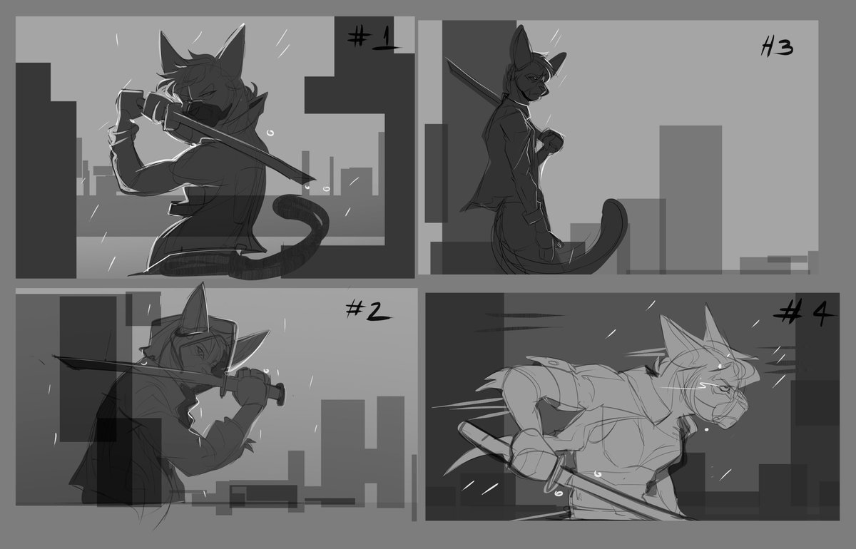 SeraphArt's tweet photo. bunch of cyberpunk pose ideas cause I thought they look cool together https://t.co/SPxPymqfc8
