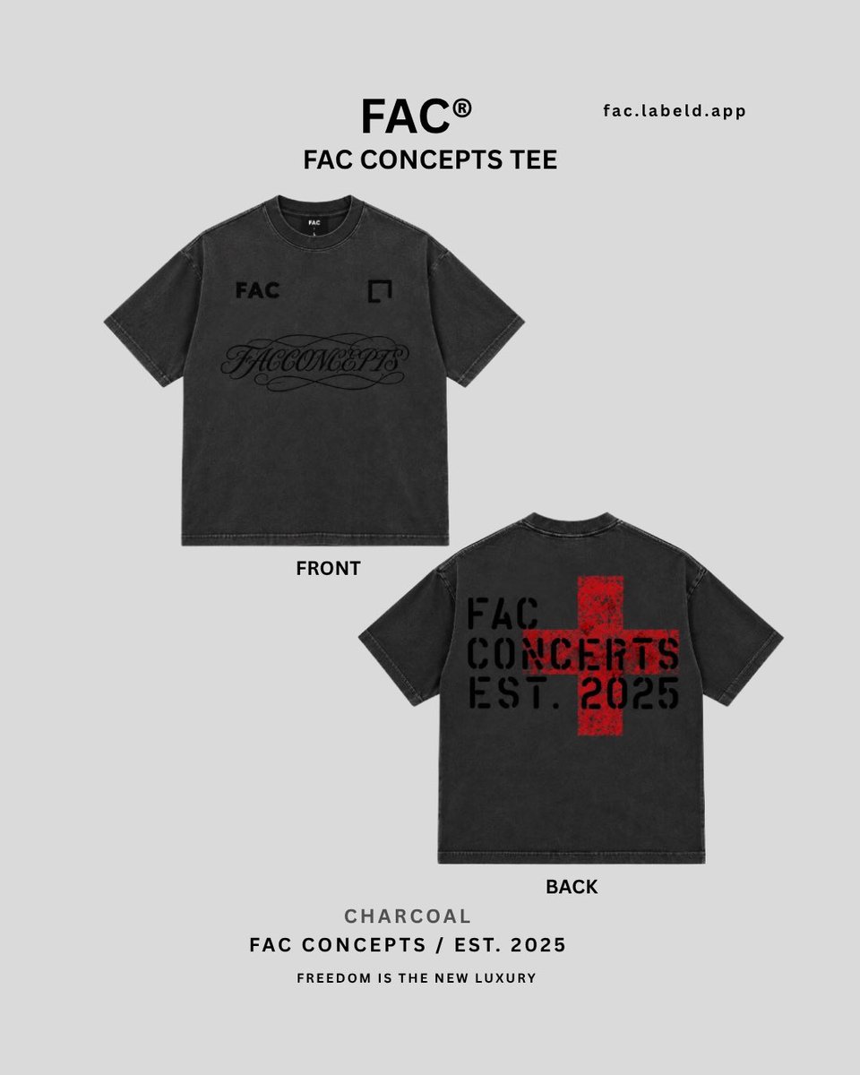 facconcepts's tweet photo. CHARCOAL. FAC CONCEPTS TEE. https://t.co/MVGSlLe9K3