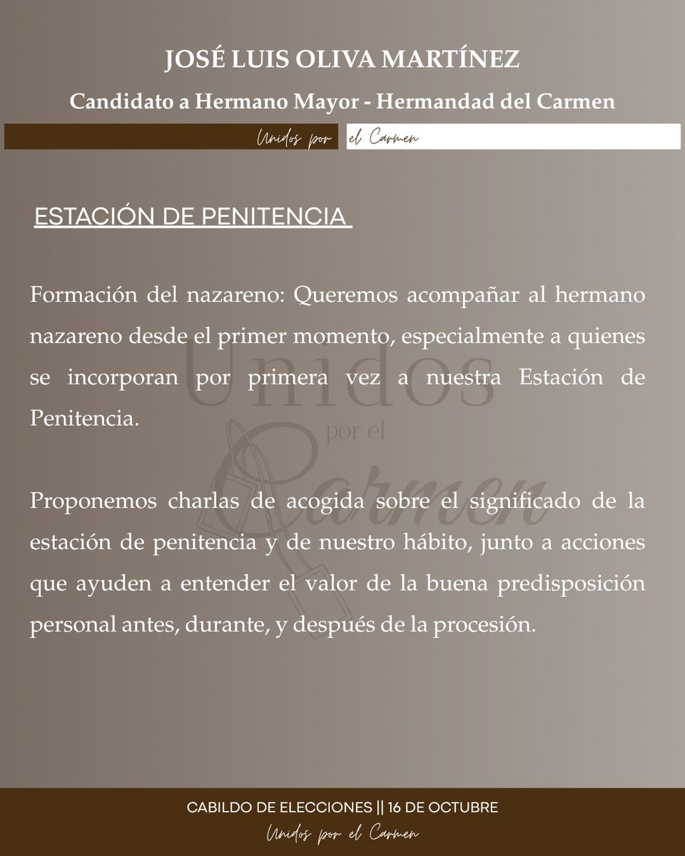 unidoselcarmen's tweet photo. FORMACIÓN DEL NAZARENO

Queremos acompañar al hermano nazareno desde el primer momento, especialmente a quienes participan por primera vez en nuestra Estación de Penitencia.

#UnidosporelCarmen https://t.co/f9UEzxKVO1